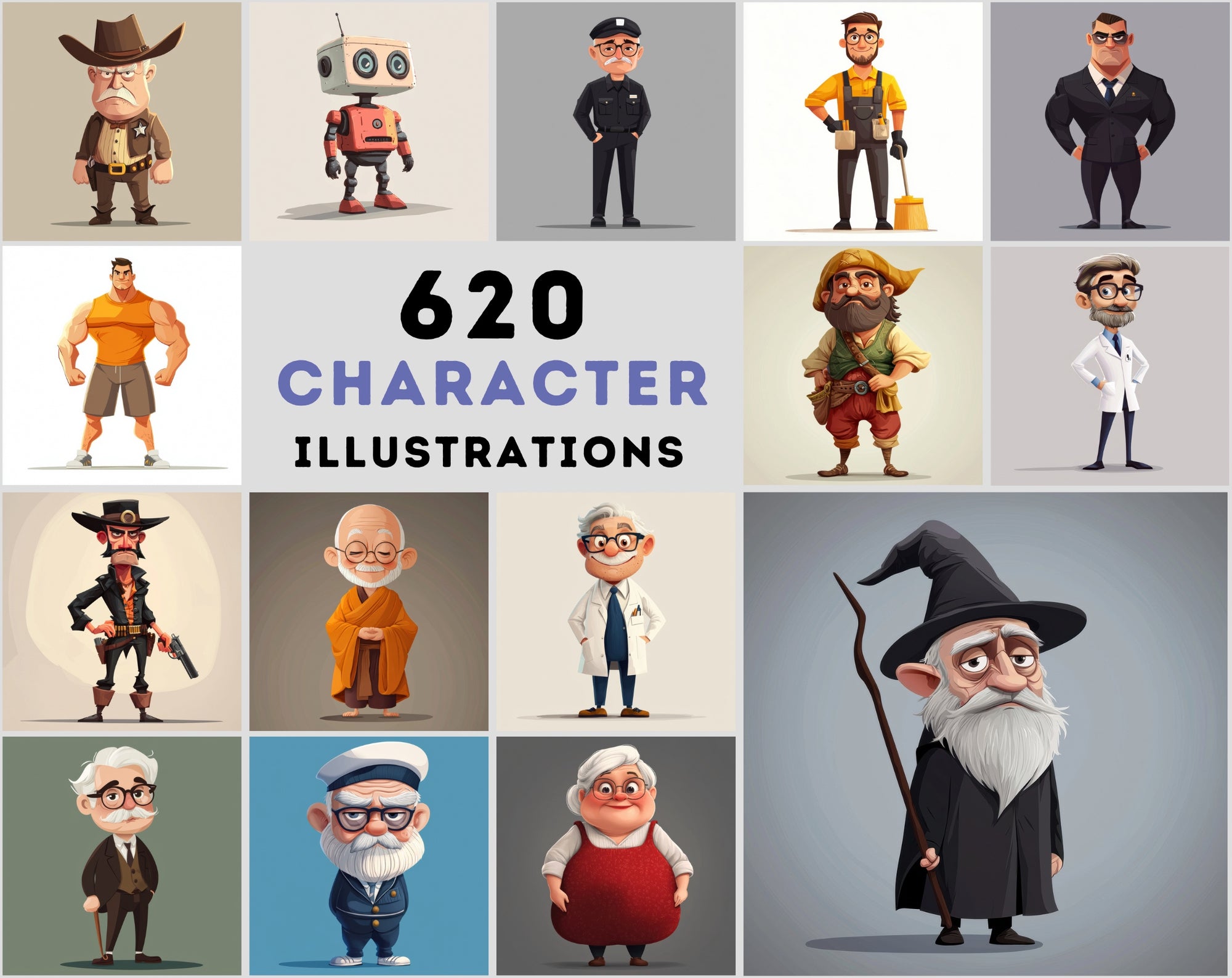 620 Unique Cartoon Character Illustrations