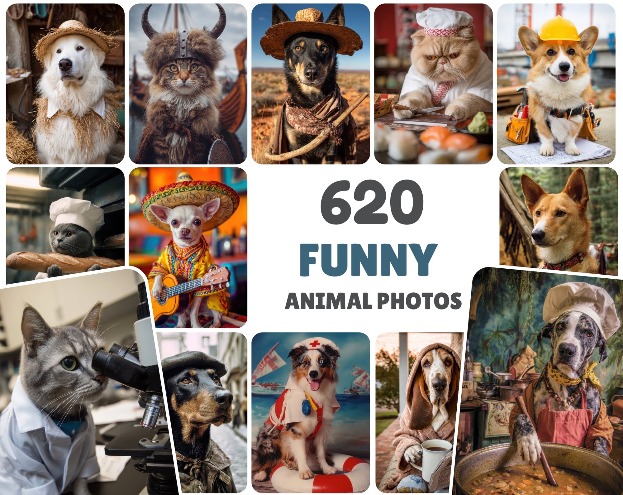 620 Funny Animal Photos Bundle | Humorous Pet Photography