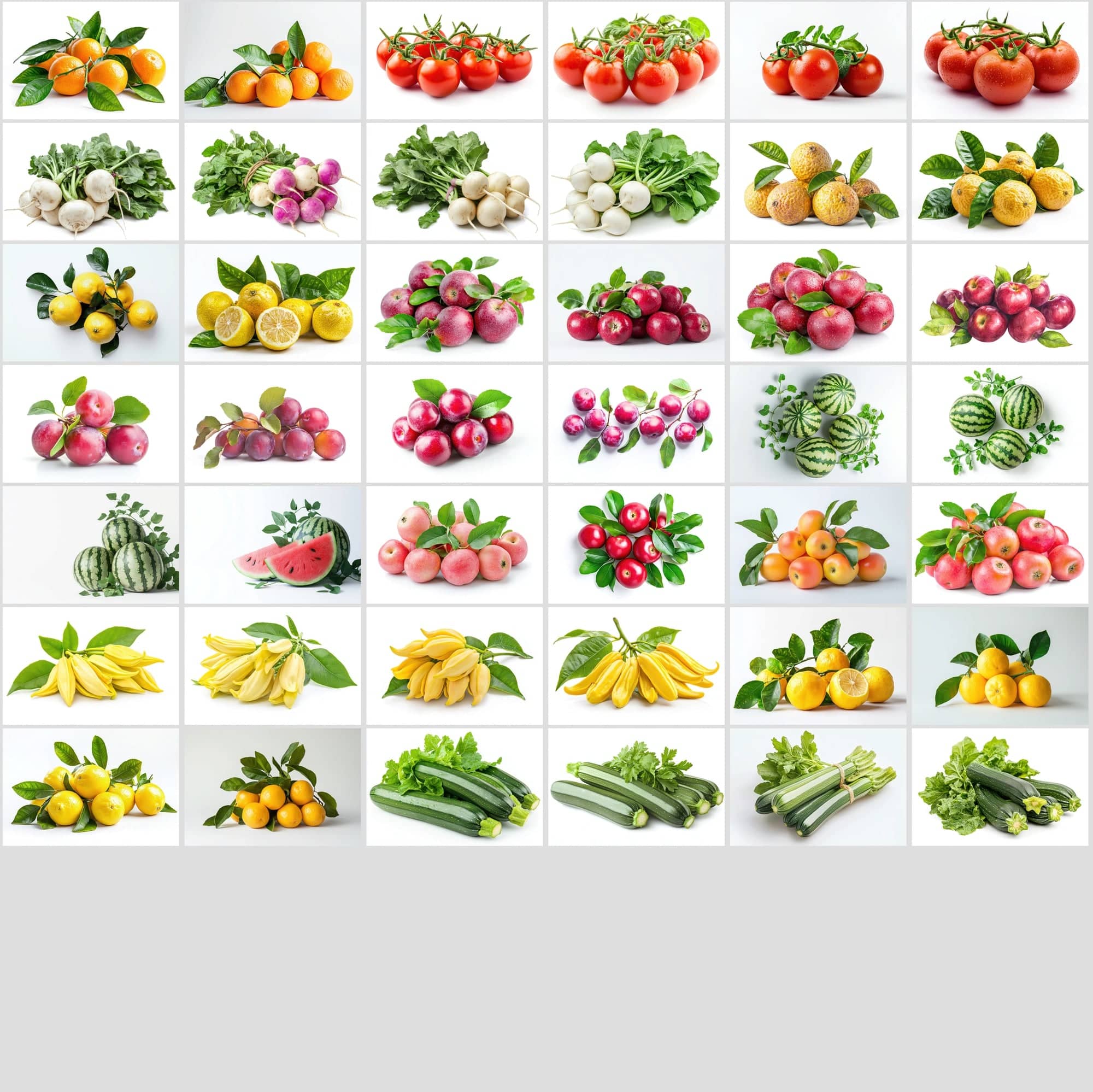 630 Premium Fruit & Vegetable Images | White Background | Green Leaves | Food Photography Digital Download Sumobundle