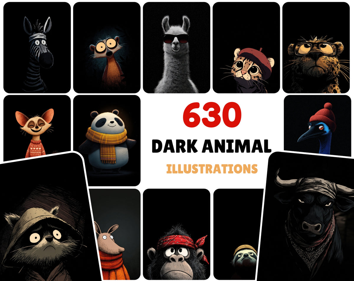 630 Animals Almost Visible in the Darkness | Cute Cartoon Animal Clipa