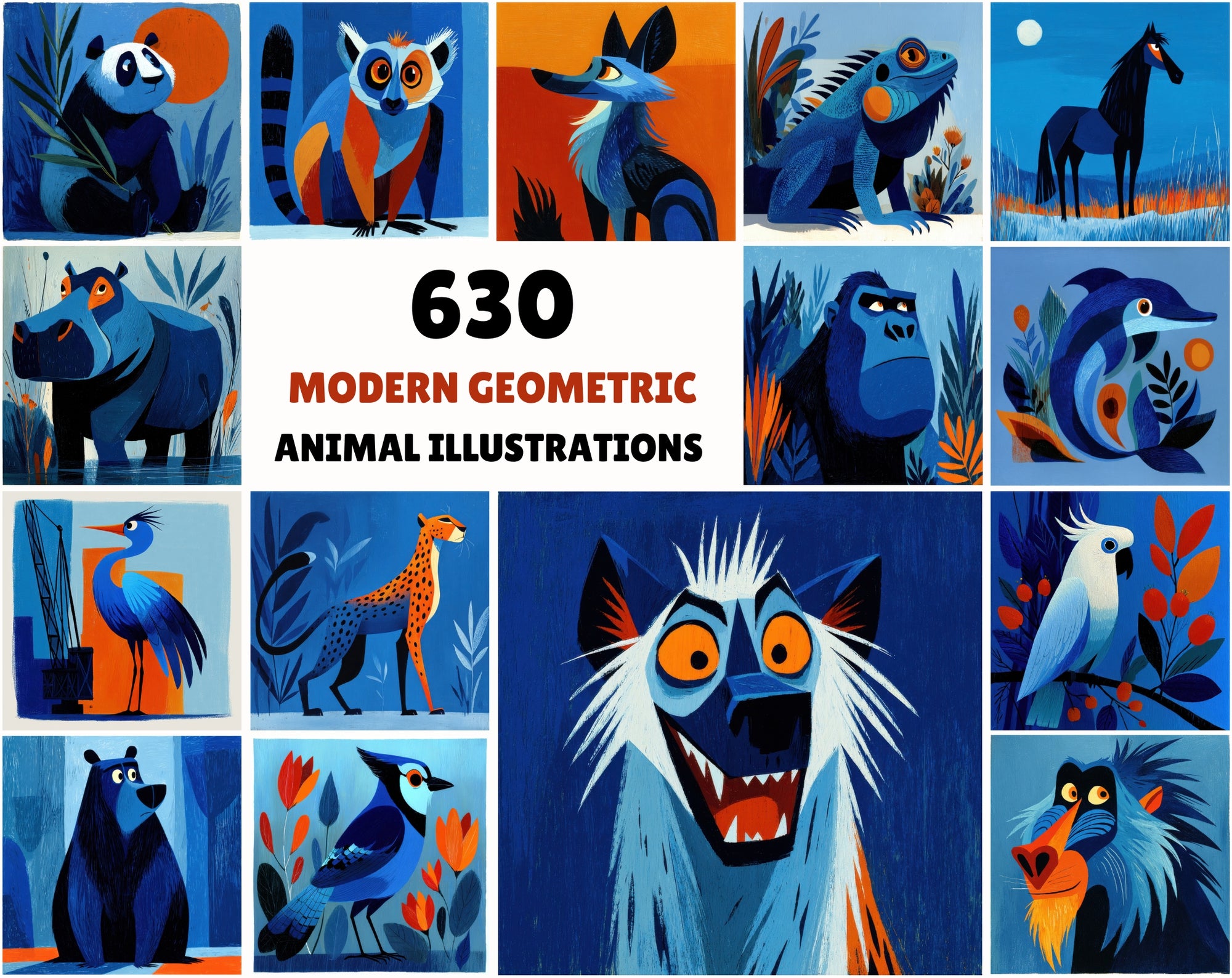 630 Stylized Geometric Animal Illustrations