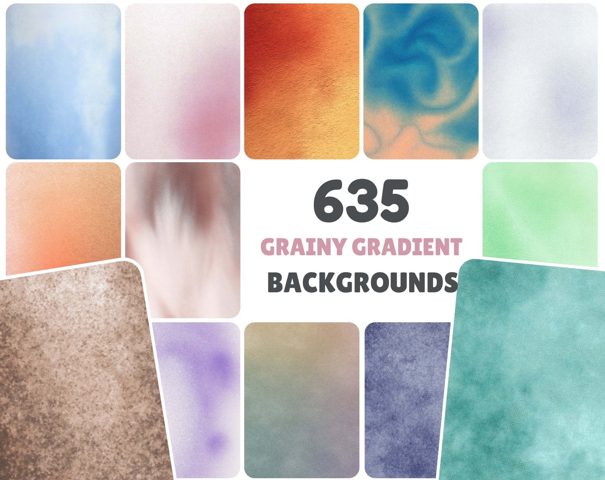 635 Grainy Gradient Backgrounds, Abstract Texture Overlays