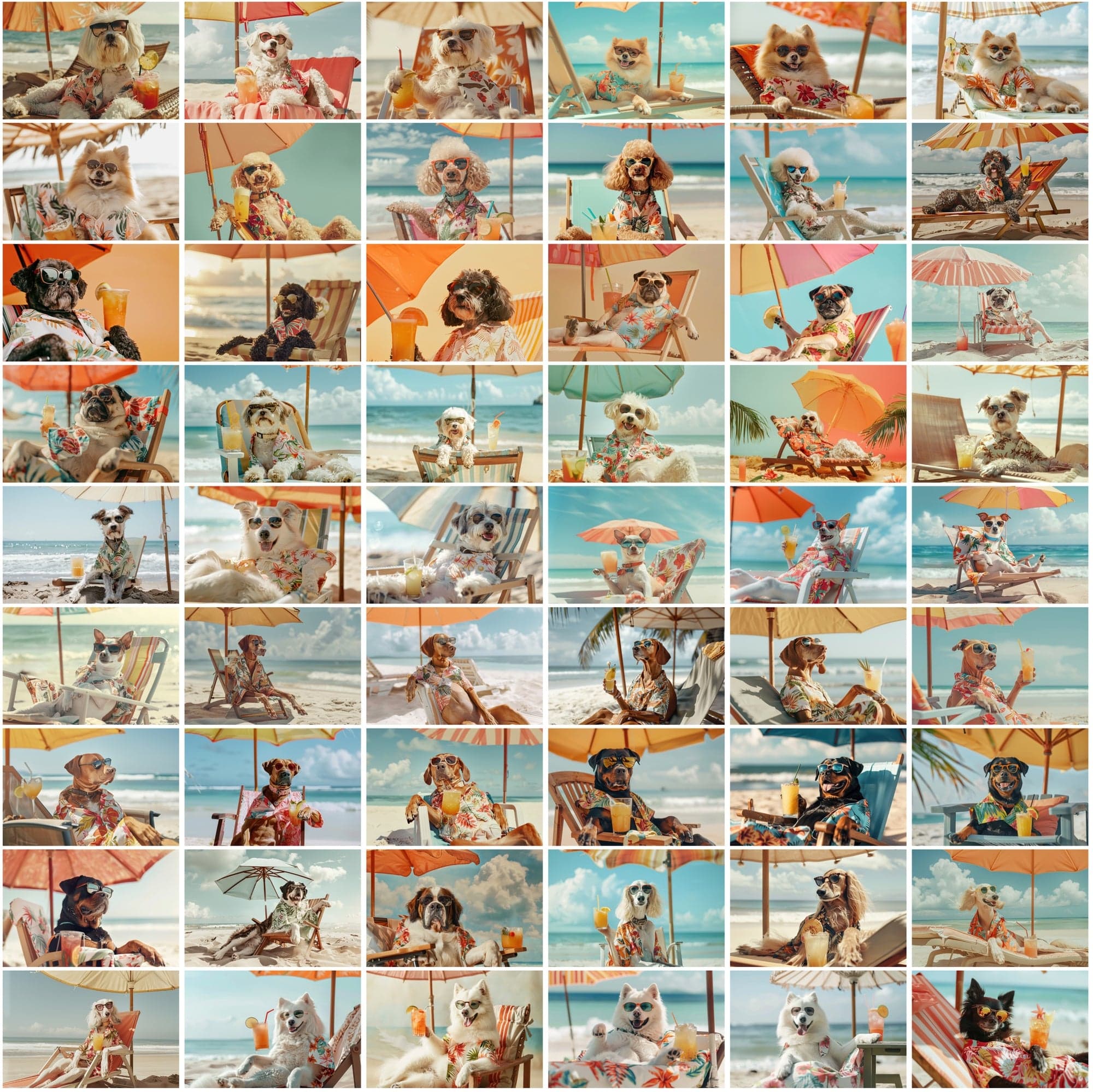 640 Adorable Dogs on the Beach with Cocktails Digital Download Sumobundle