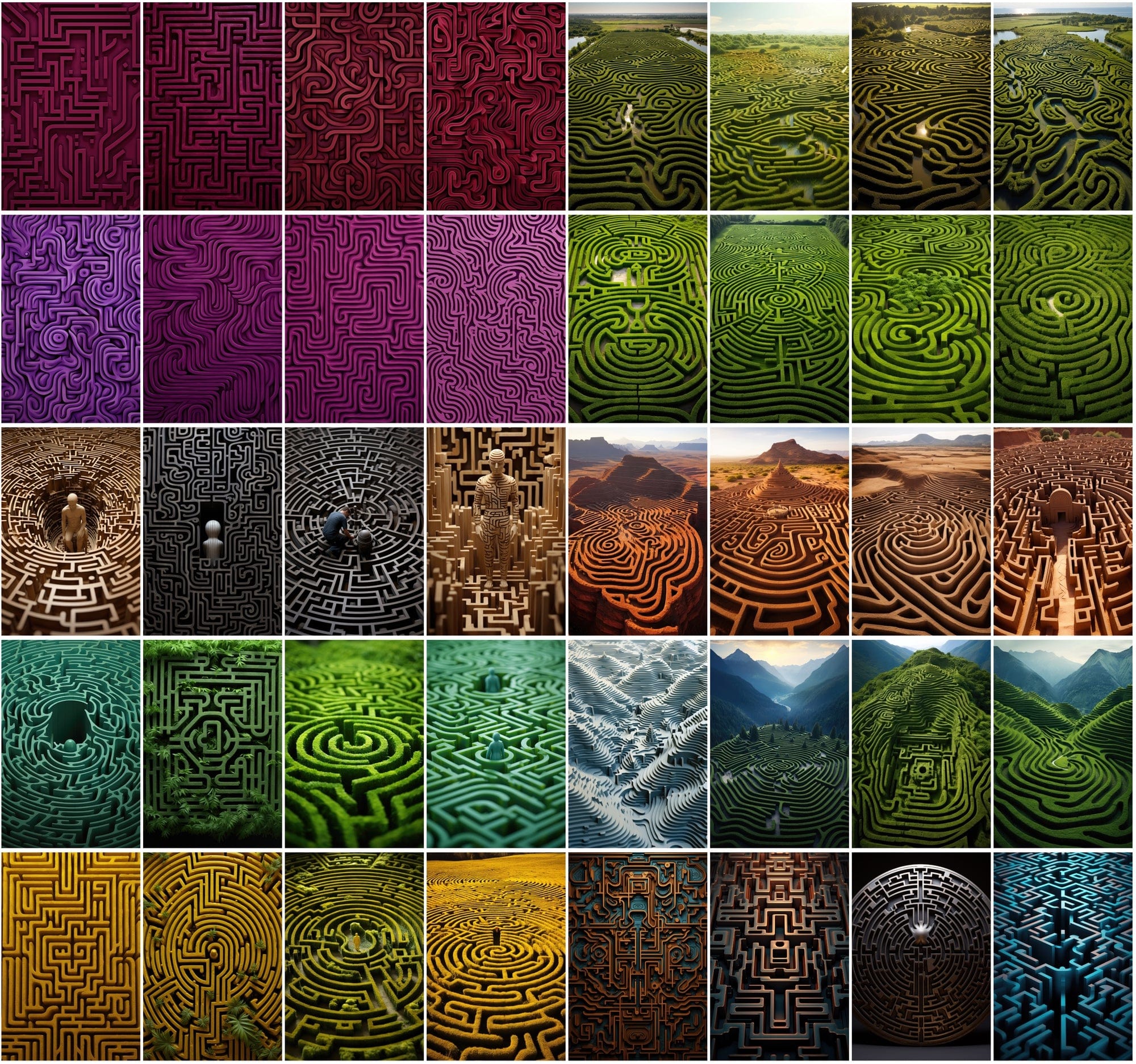 650 Colorful Maze Patterns, High-Resolution JPGs with Commercial License Digital Download Sumobundle
