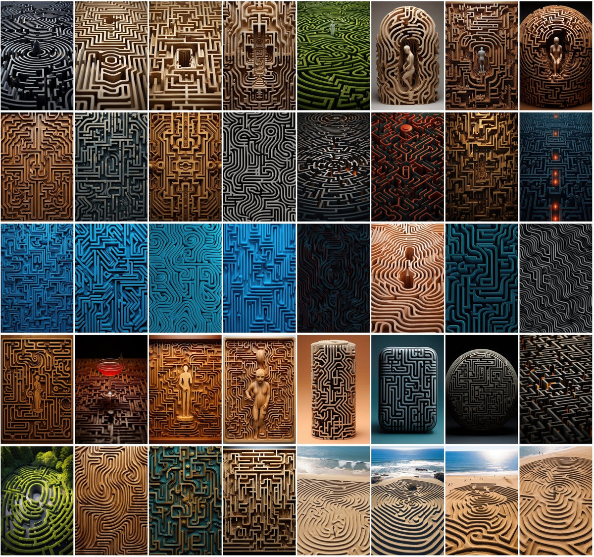 650 Colorful Maze Patterns, High-Resolution JPGs with Commercial Licen