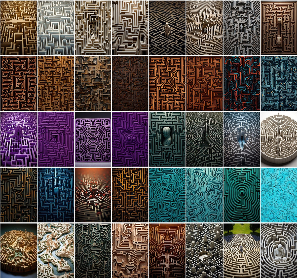 650 Colorful Maze Patterns, High-Resolution JPGs with Commercial Licen