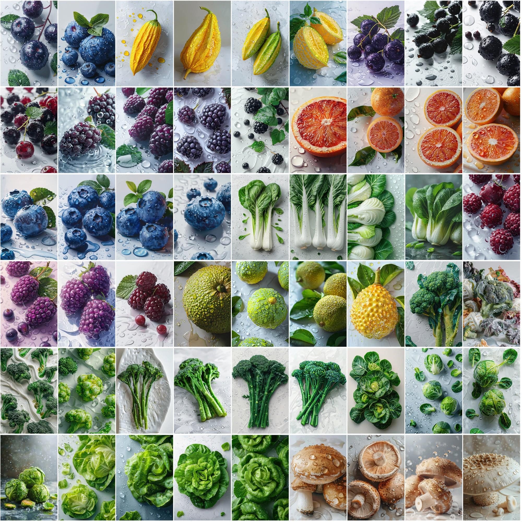 680 High-Quality Fruit & Vegetable Images with Water Drops Digital Download Sumobundle