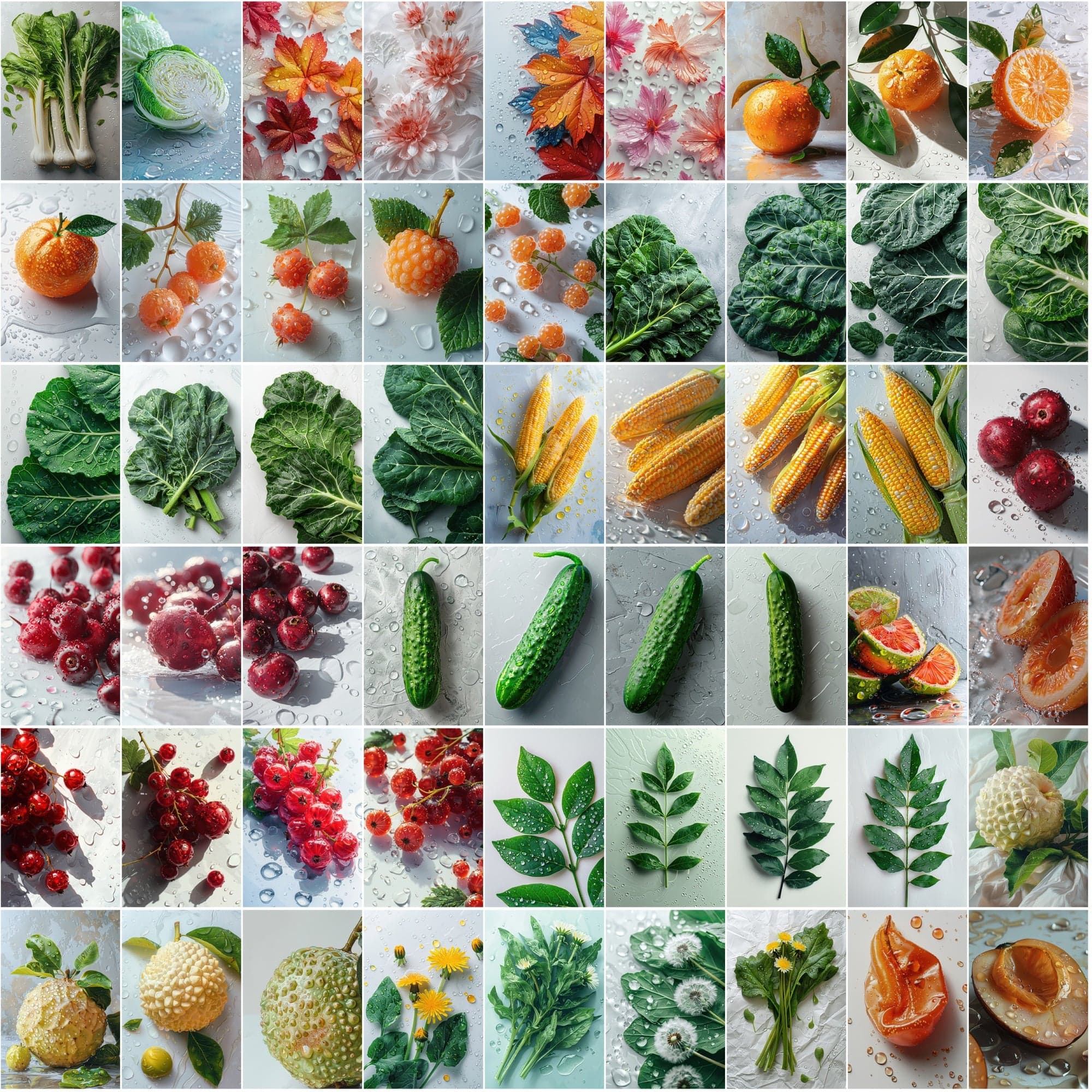 680 High-Quality Fruit & Vegetable Images with Water Drops Digital Download Sumobundle