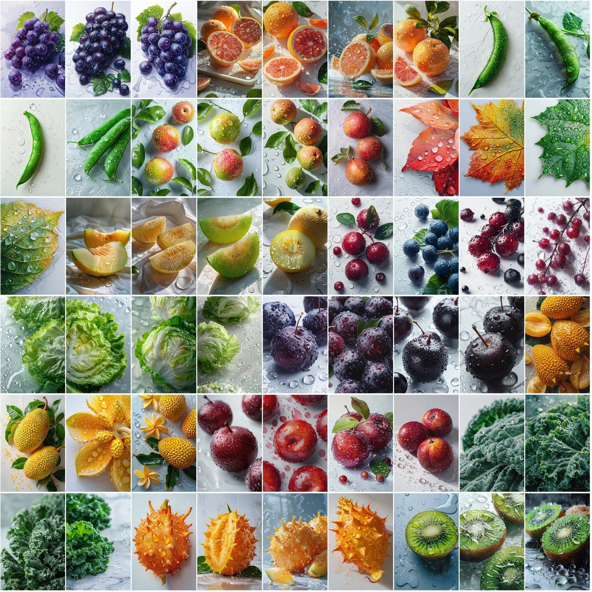 680 High-Quality Fruit & Vegetable Images with Water Drops Digital Download Sumobundle