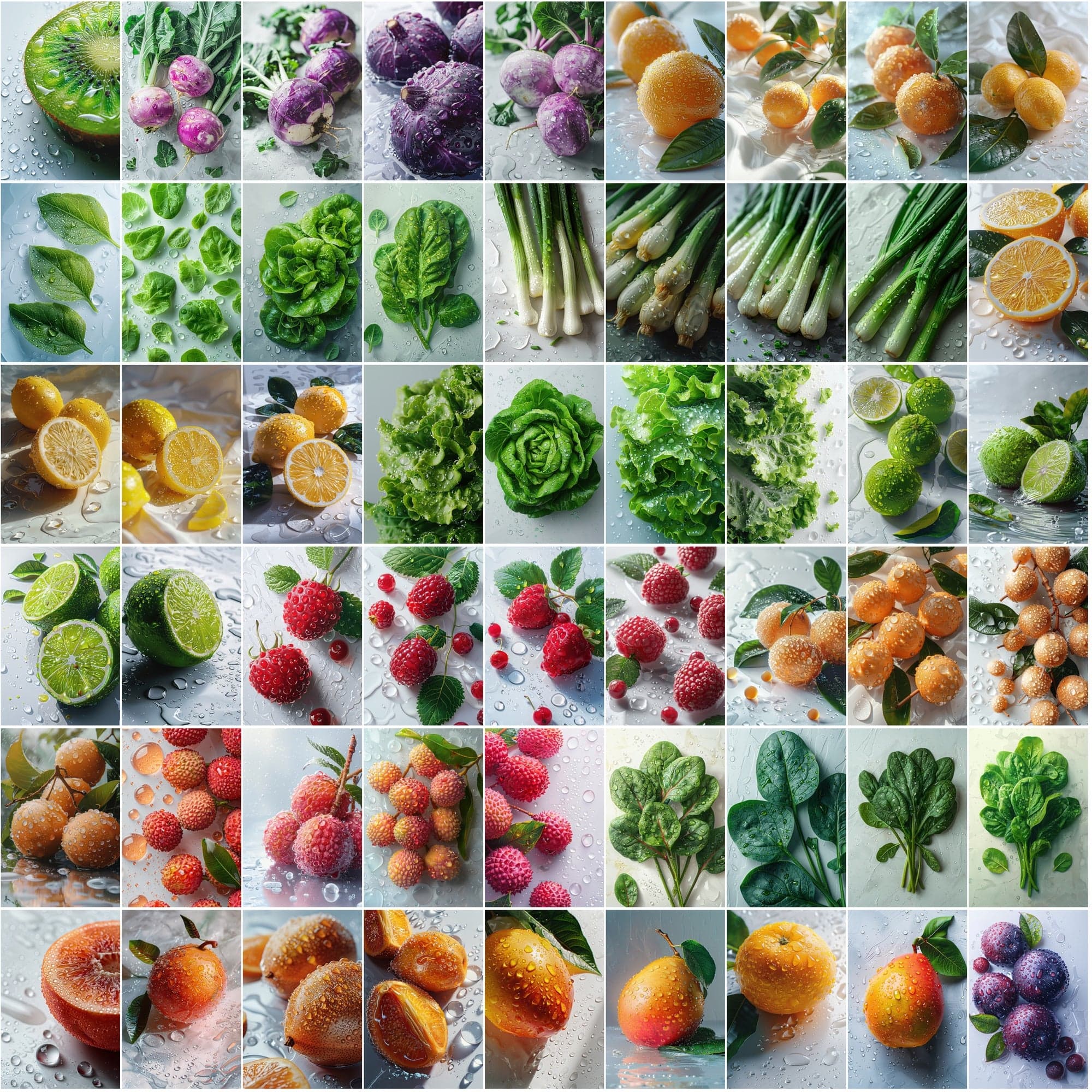 680 High-Quality Fruit & Vegetable Images with Water Drops Digital Download Sumobundle