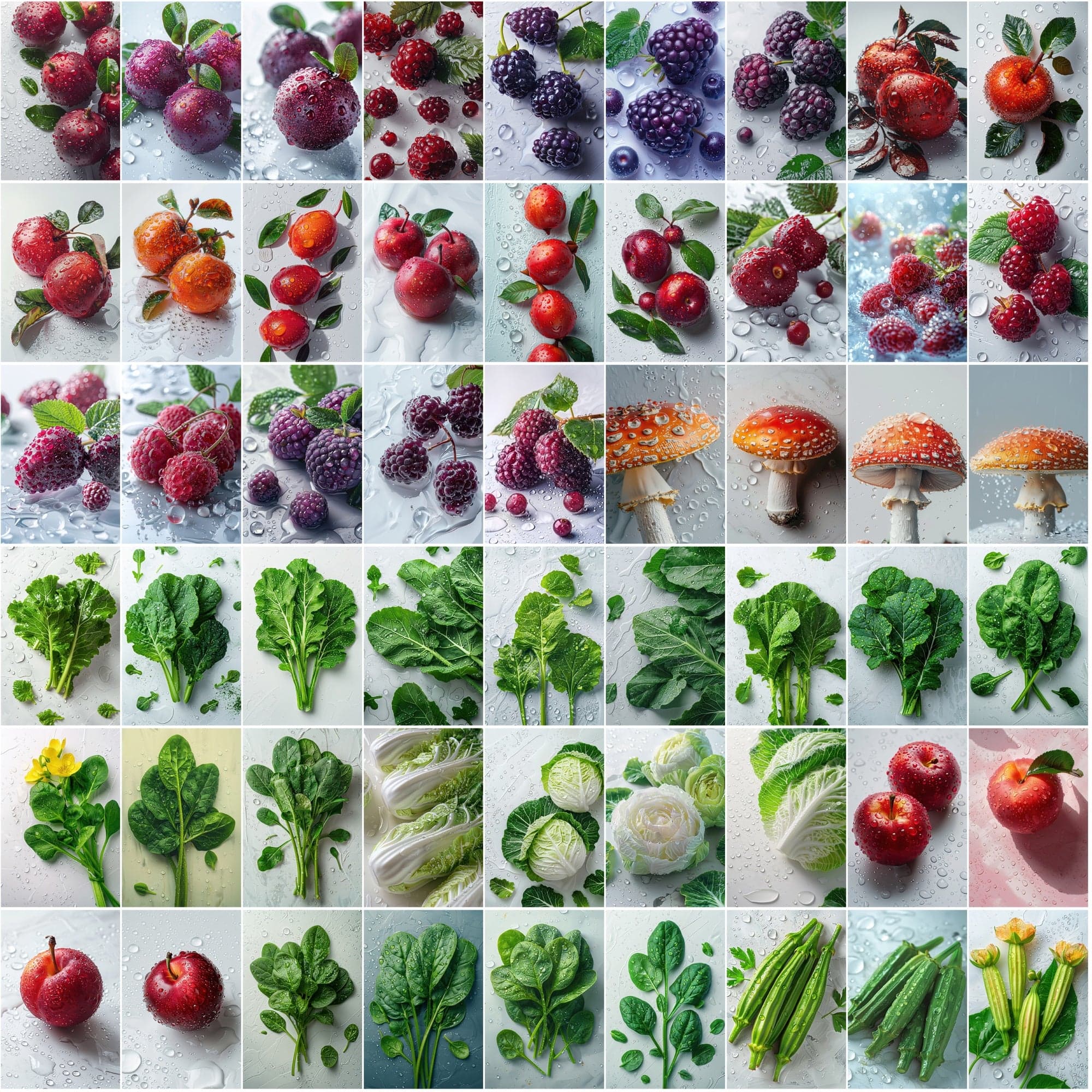 680 High-Quality Fruit & Vegetable Images with Water Drops Digital Download Sumobundle