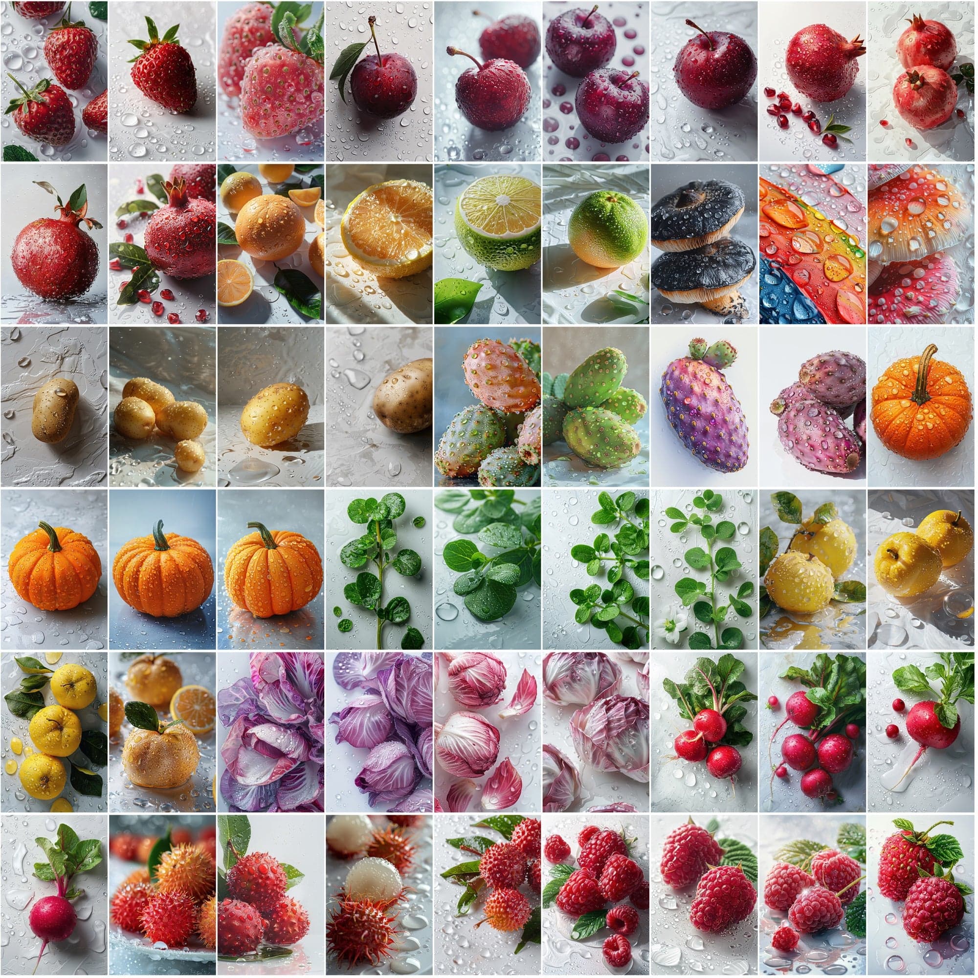 680 High-Quality Fruit & Vegetable Images with Water Drops Digital Download Sumobundle