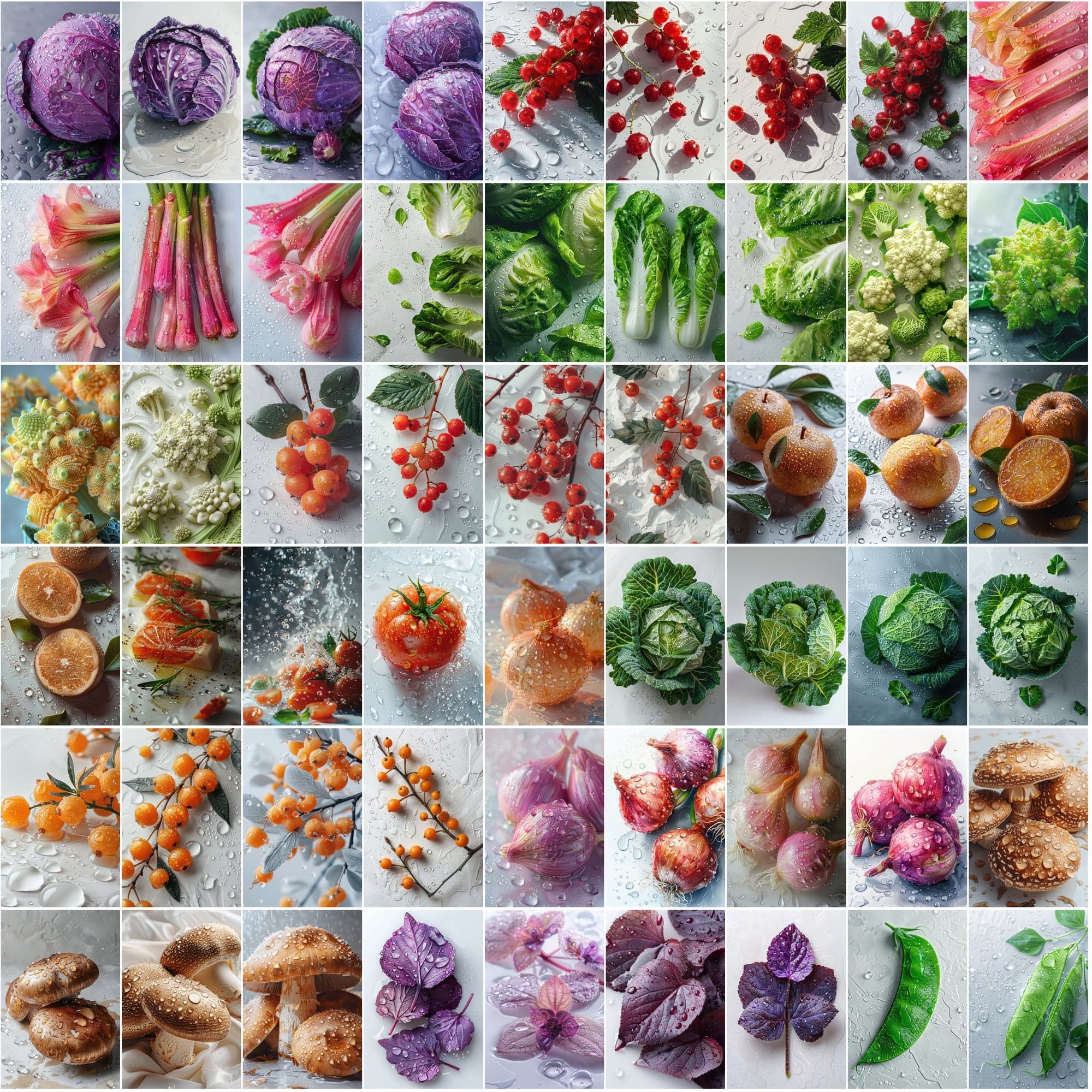 680 High-Quality Fruit & Vegetable Images with Water Drops Digital Download Sumobundle