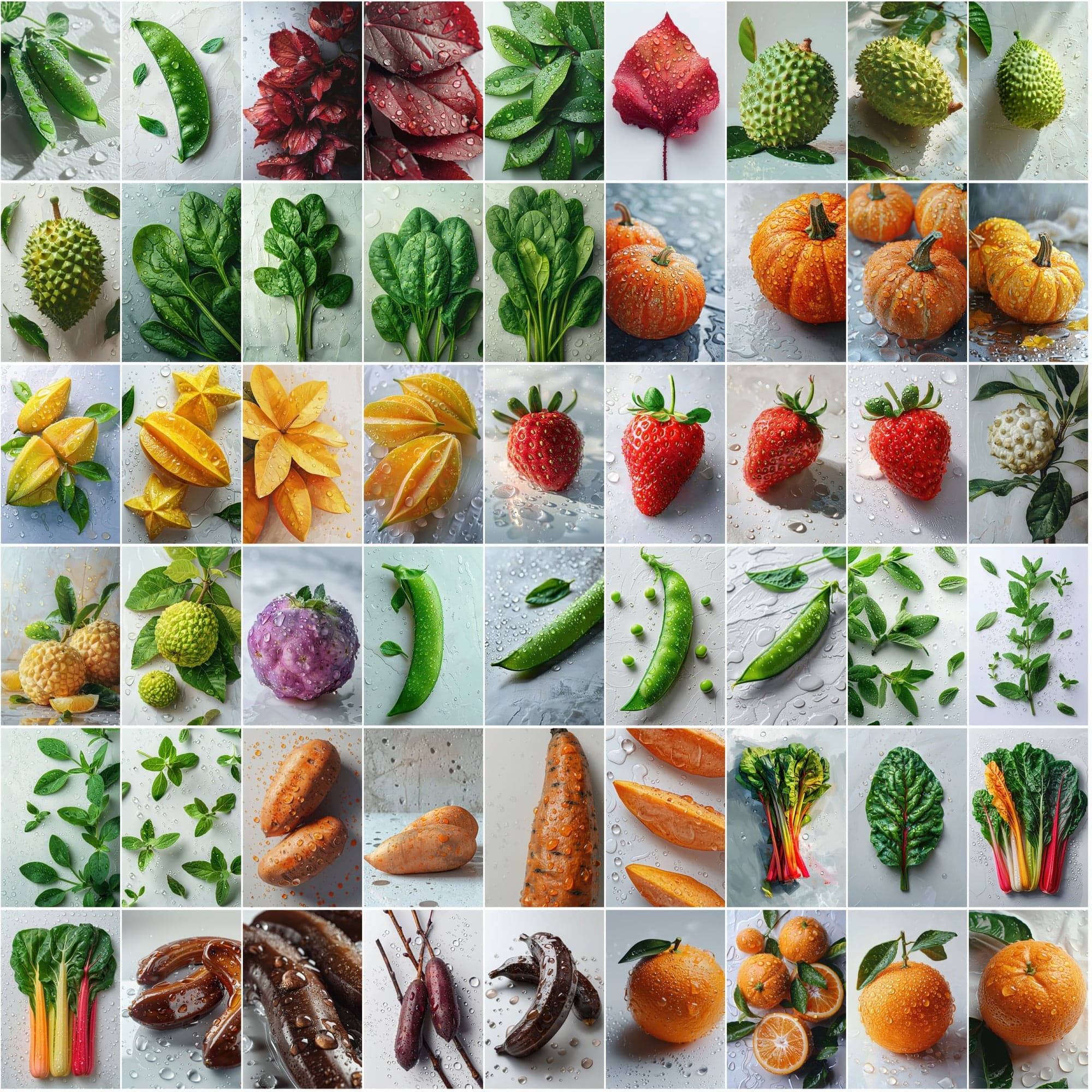 680 High-Quality Fruit & Vegetable Images with Water Drops Digital Download Sumobundle