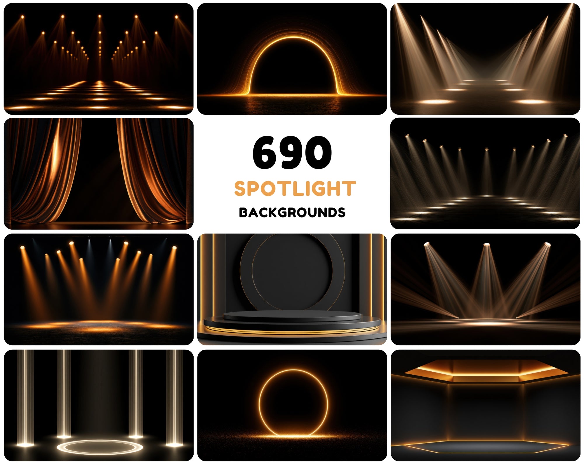 690 Spotlight Backgrounds Bundle – Luxury Stage Lighting JPG Images with Commercial License