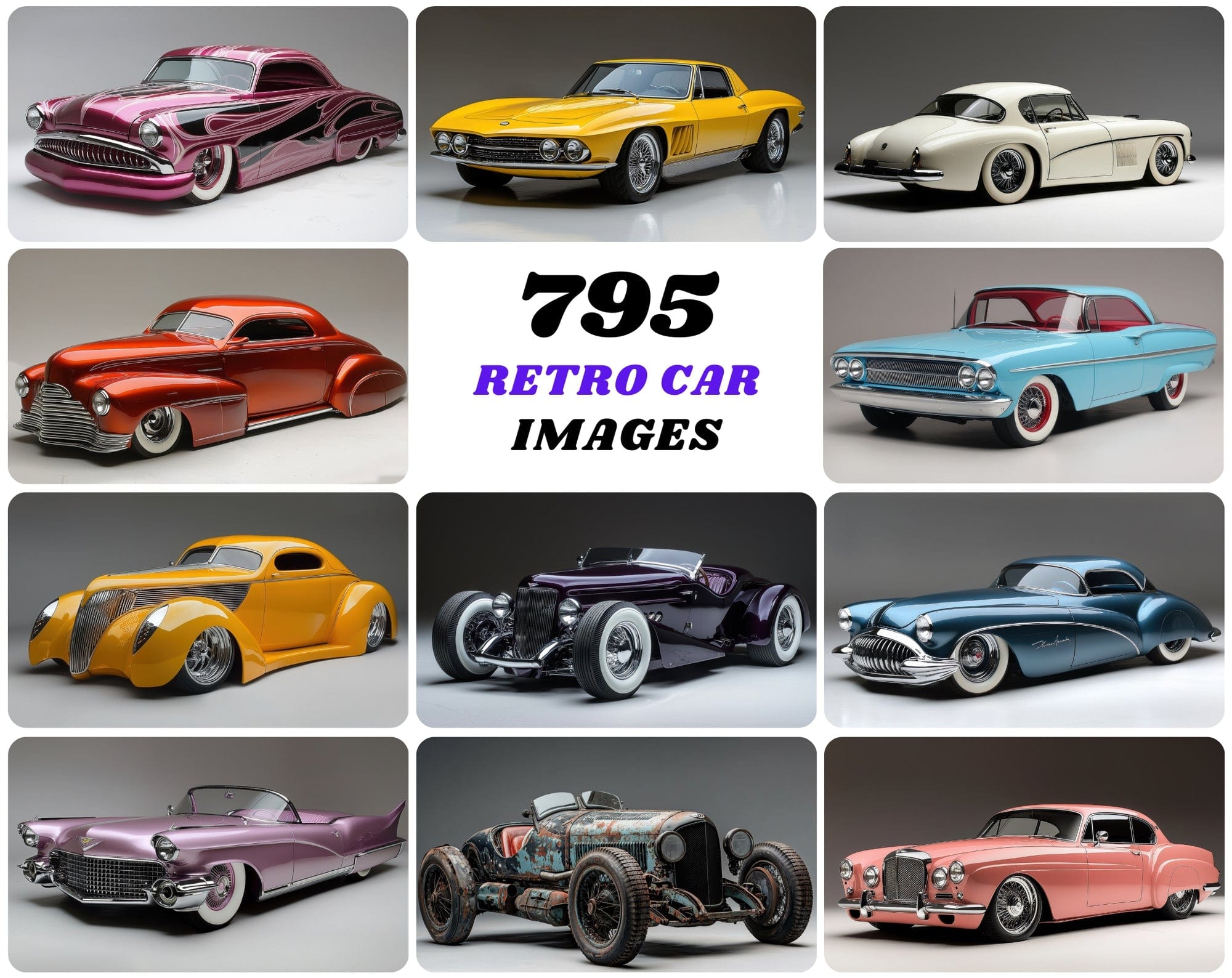 795 Retro Car Images - Conceptual Designs Inspired by Real Cars Digital Download Sumobundle