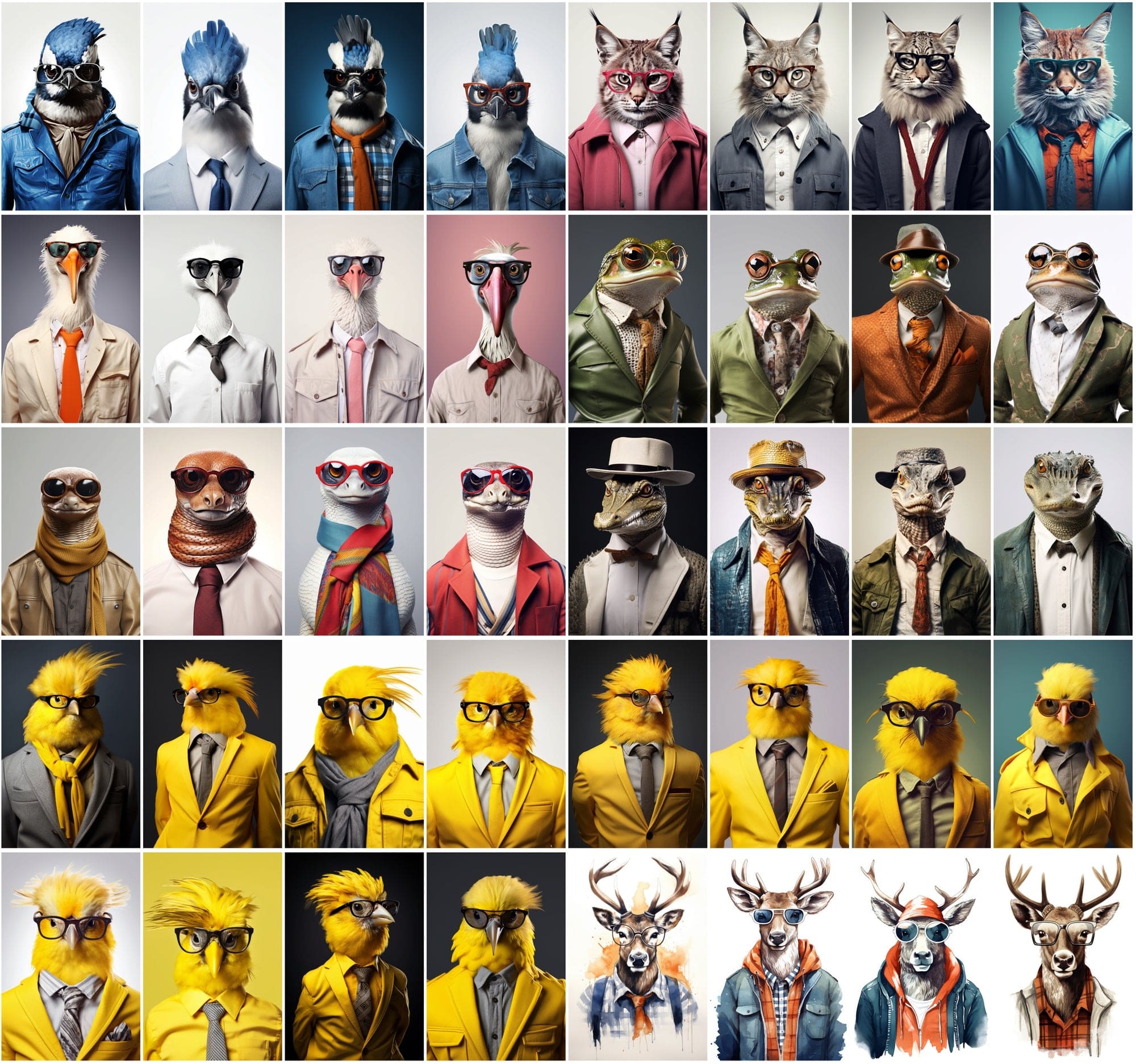 800 Unique Hipster Animal Artworks Digital Download Sumobundle