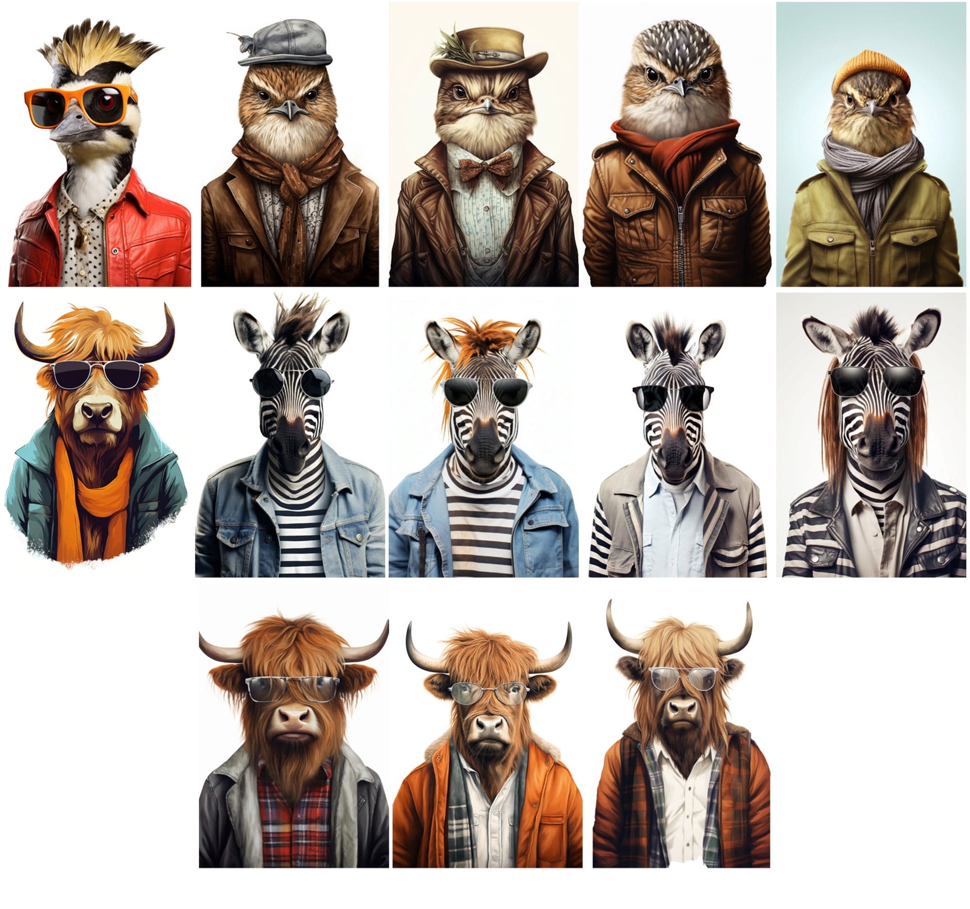 800 Unique Hipster Animal Artworks Digital Download Sumobundle