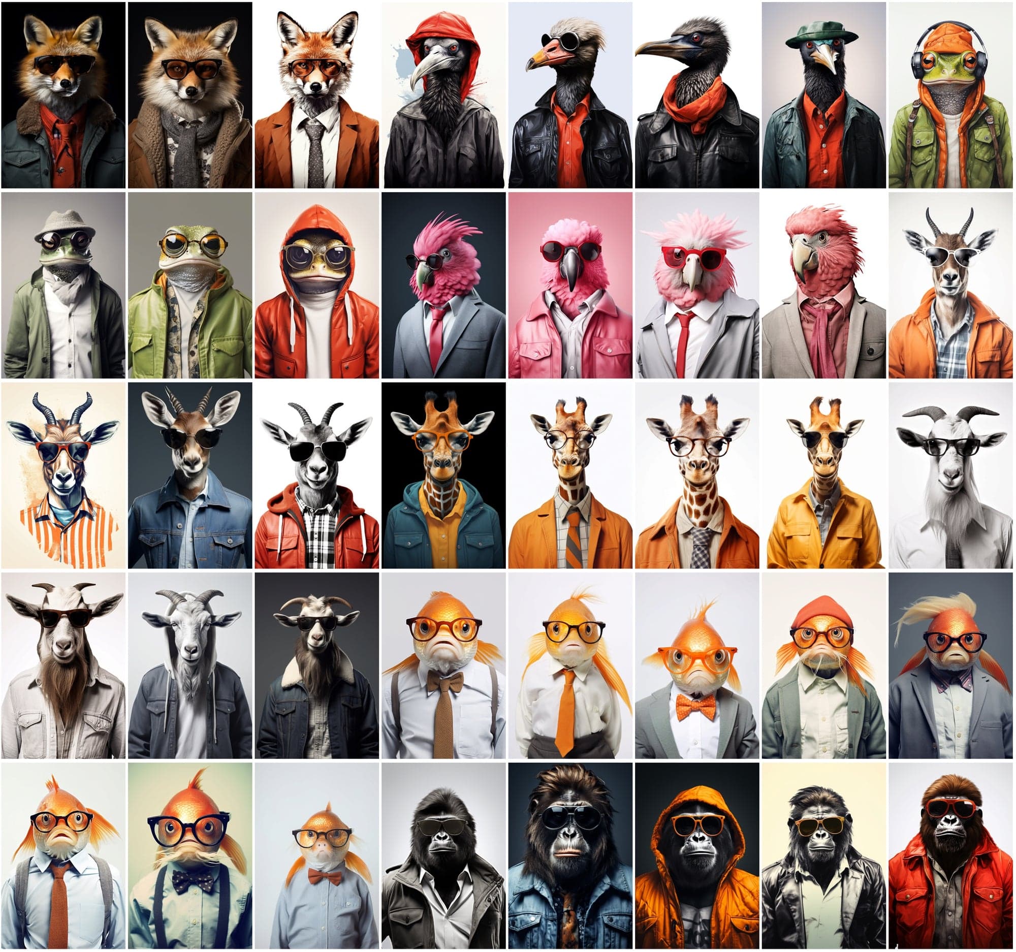 800 Unique Hipster Animal Artworks Digital Download Sumobundle