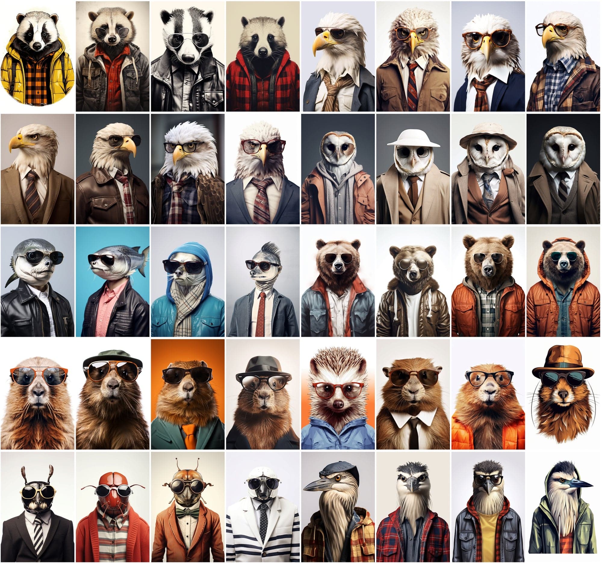 800 Unique Hipster Animal Artworks Digital Download Sumobundle