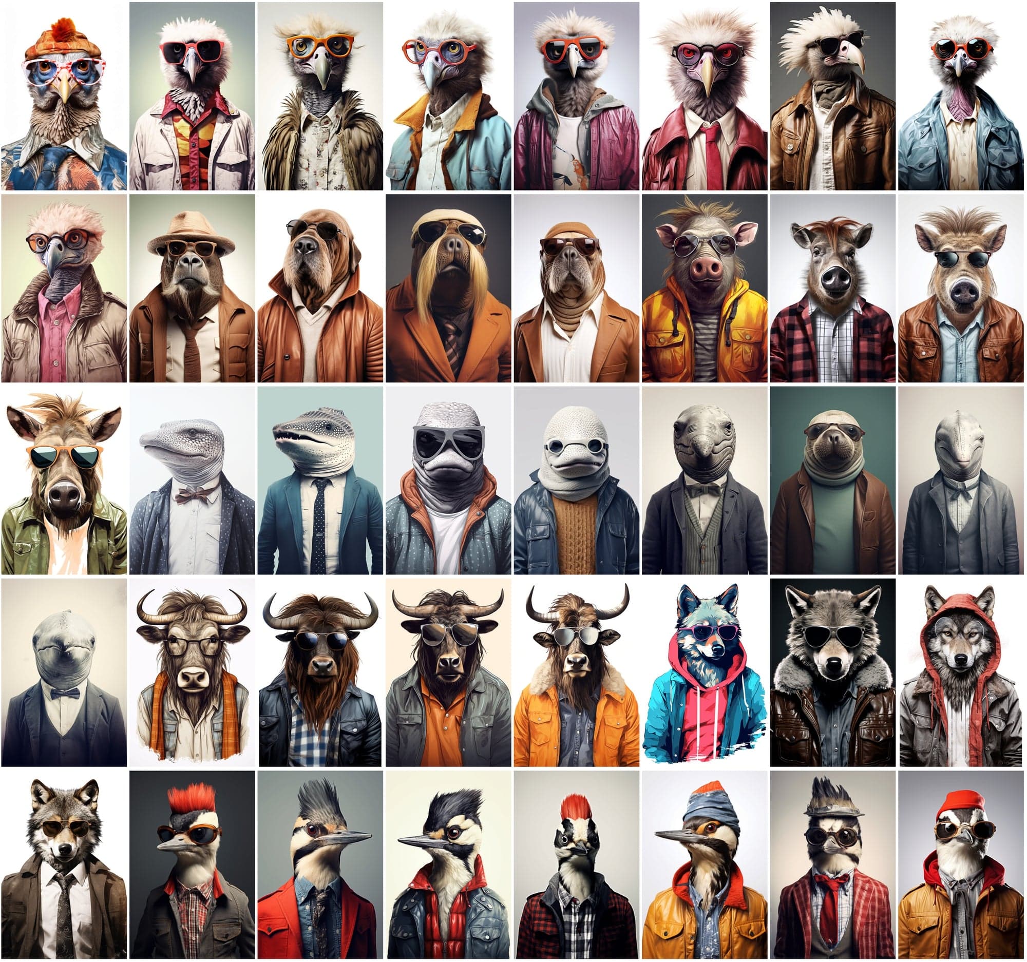 800 Unique Hipster Animal Artworks Digital Download Sumobundle