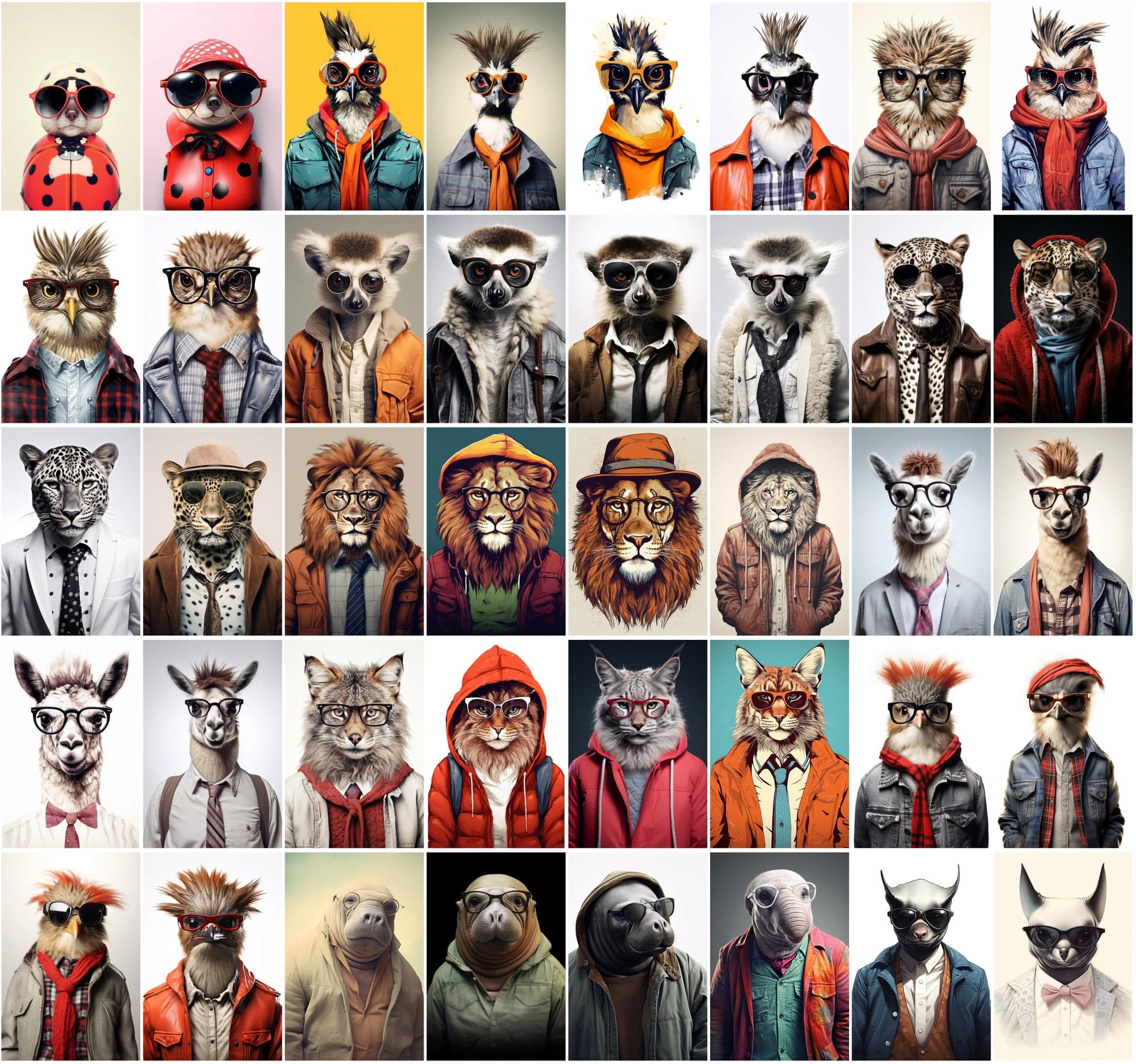 800 Unique Hipster Animal Artworks Digital Download Sumobundle