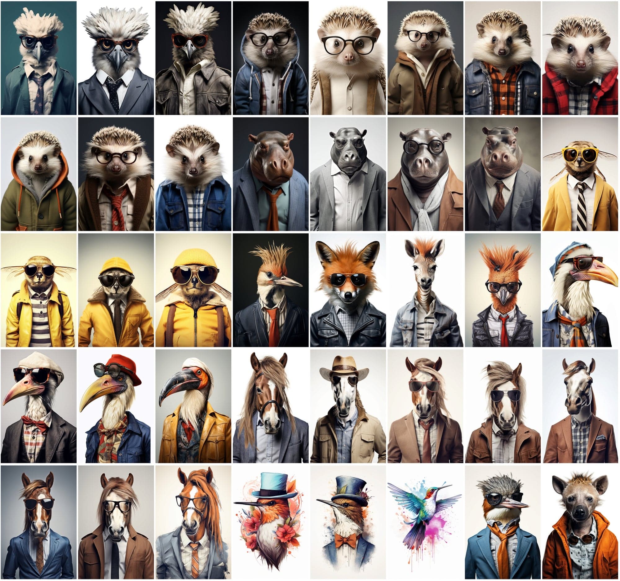 800 Unique Hipster Animal Artworks Digital Download Sumobundle