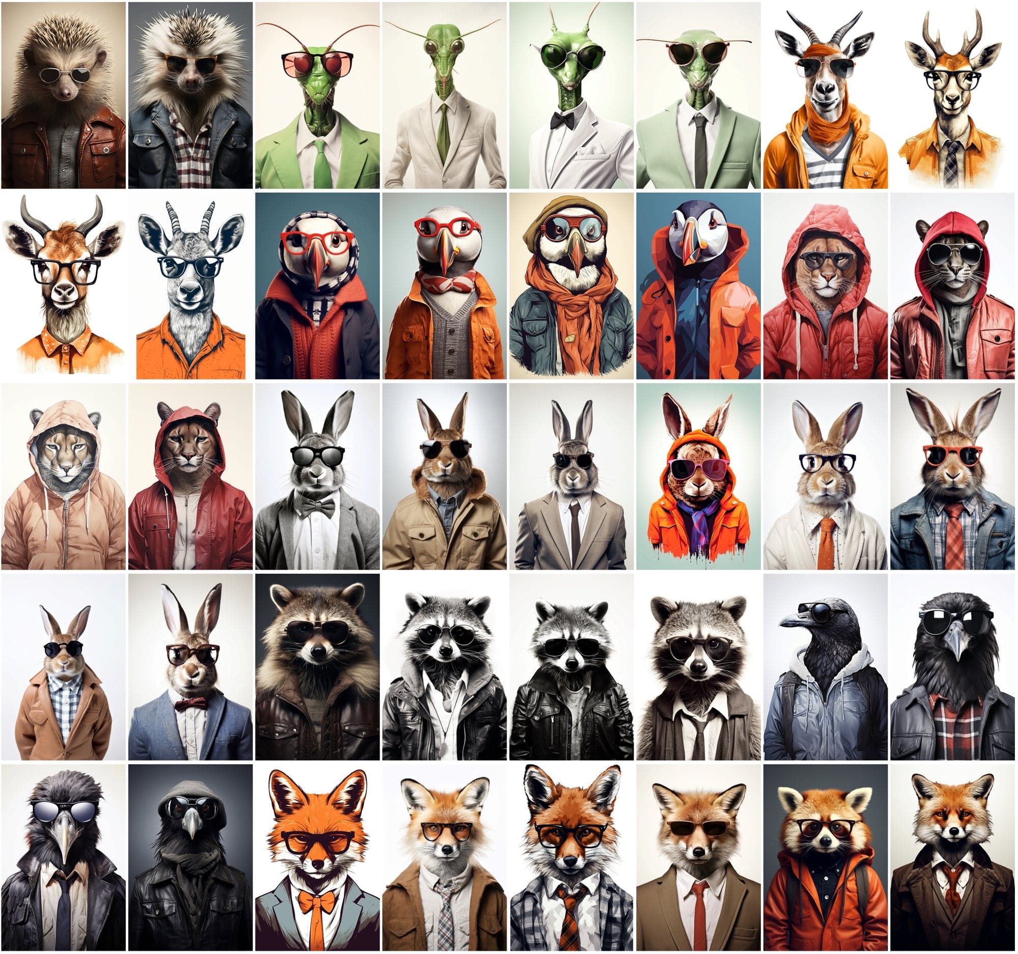 800 Unique Hipster Animal Artworks Digital Download Sumobundle