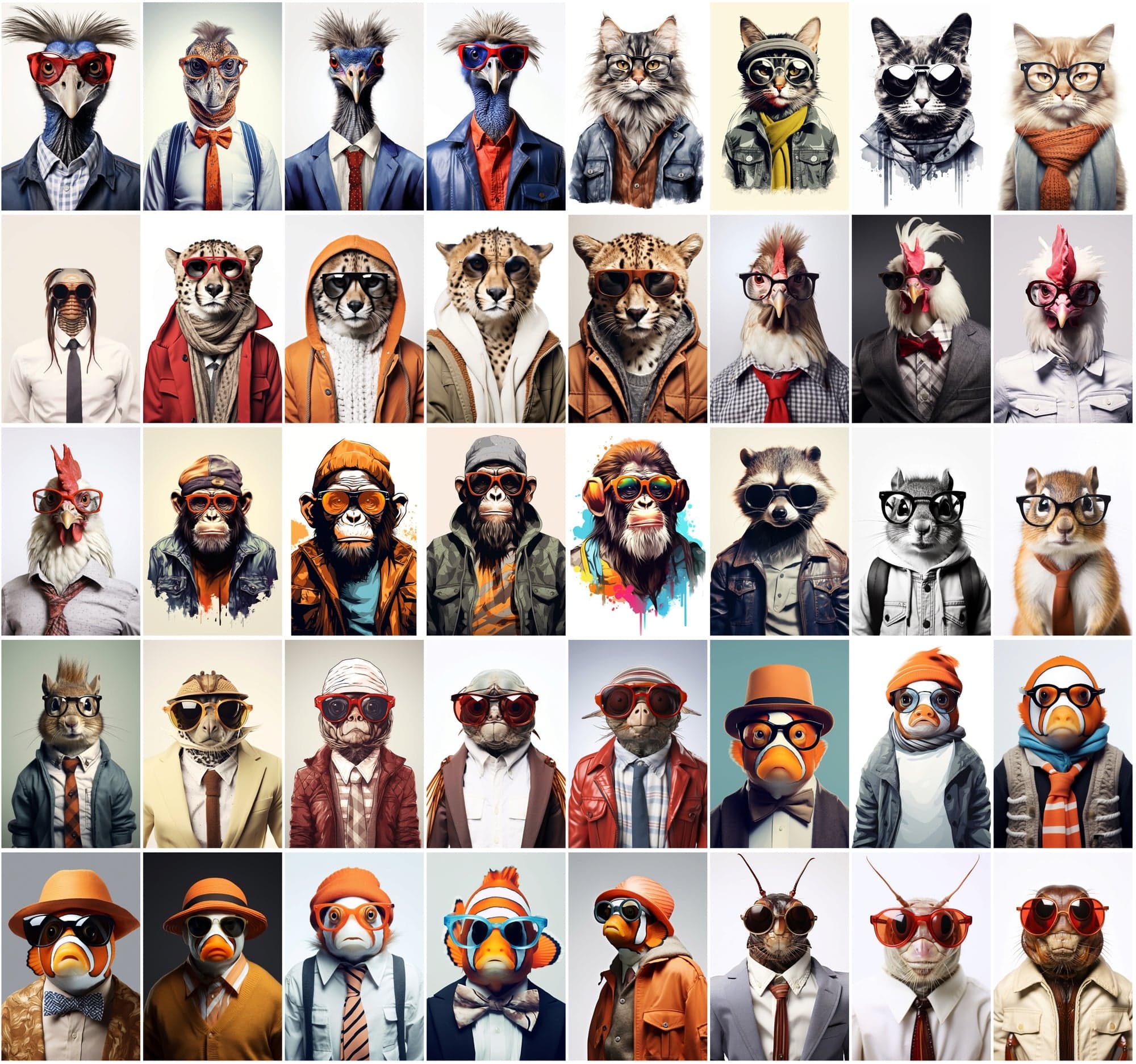 800 Unique Hipster Animal Artworks Digital Download Sumobundle