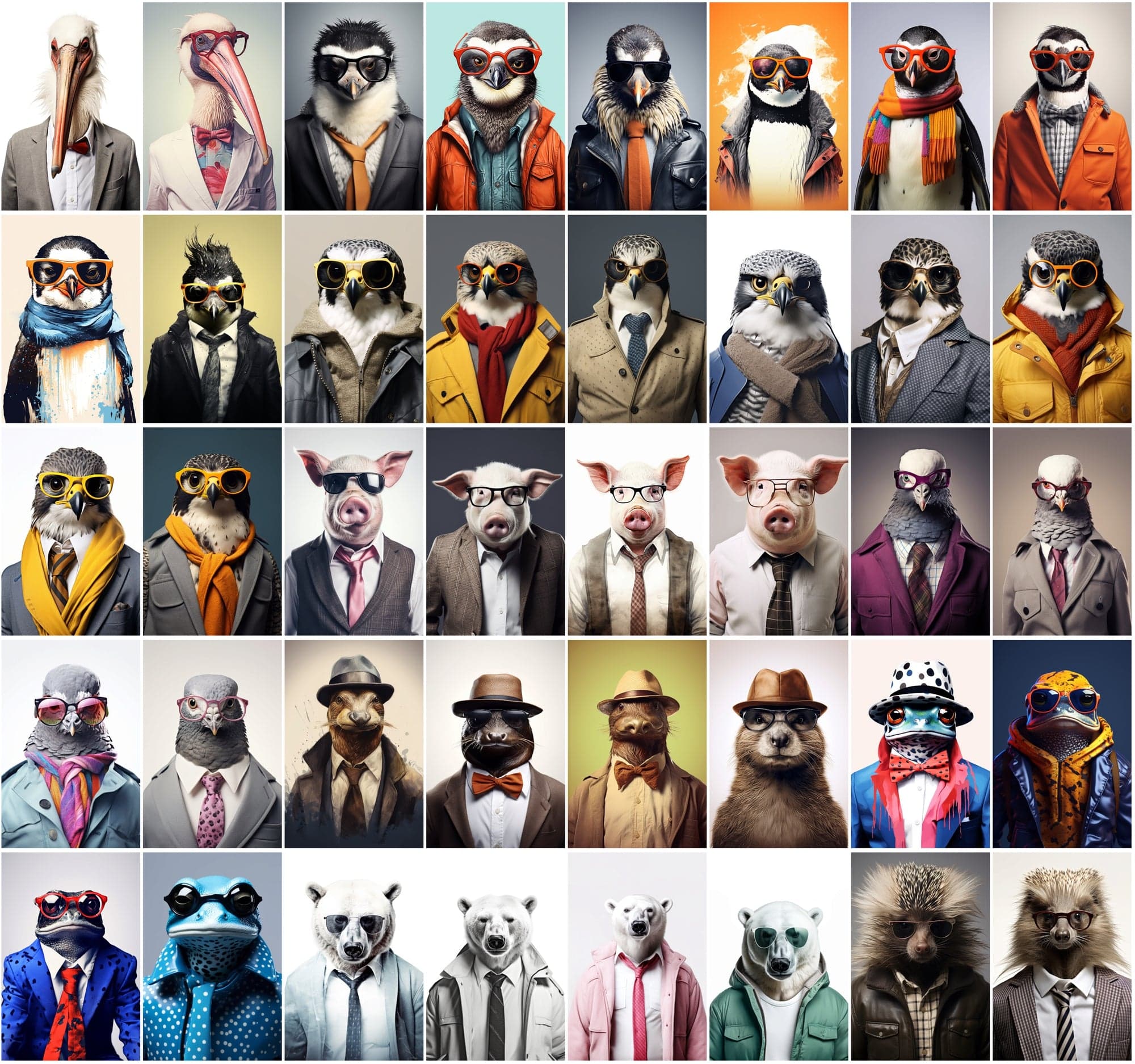 800 Unique Hipster Animal Artworks Digital Download Sumobundle