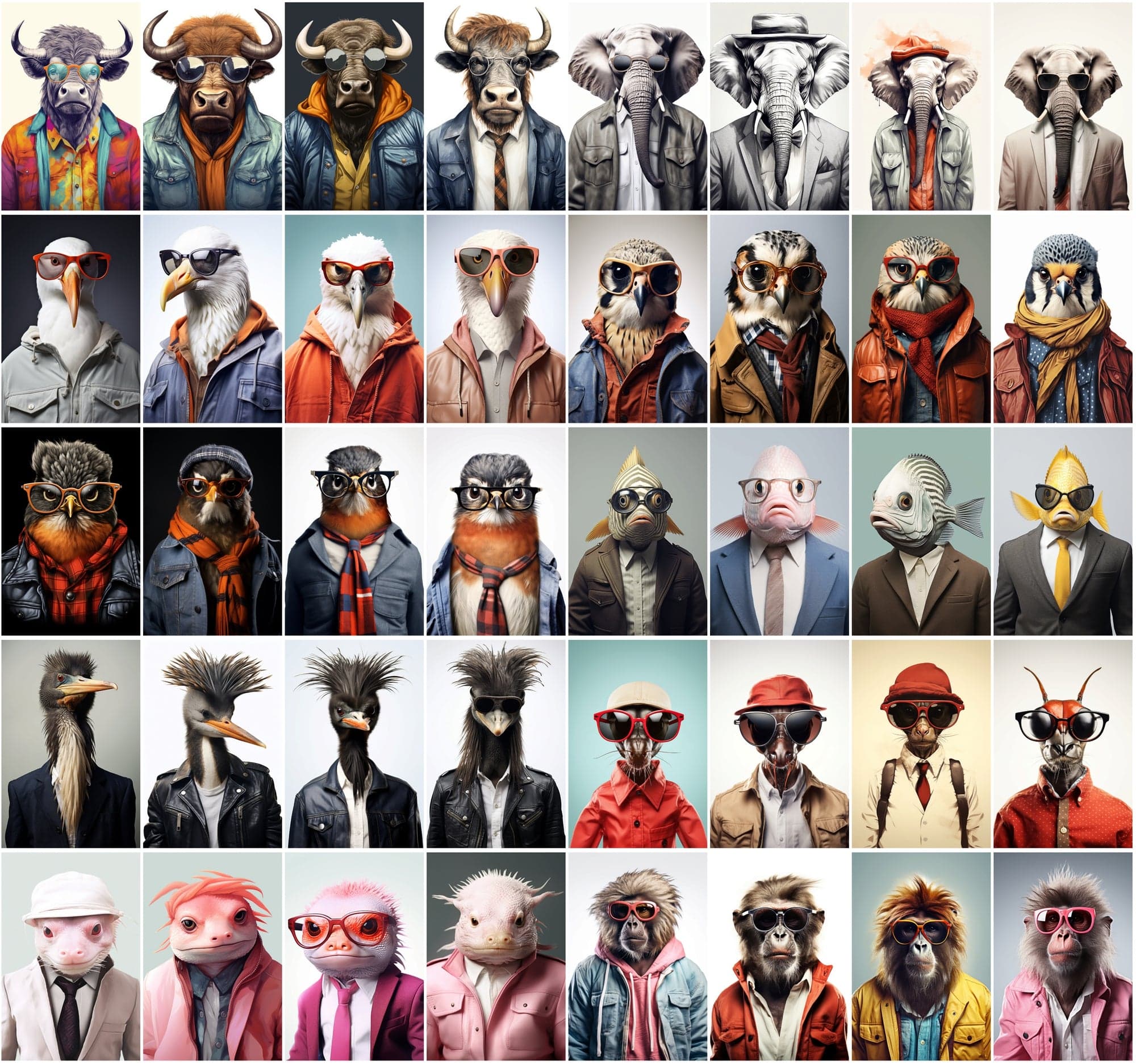 800 Unique Hipster Animal Artworks Digital Download Sumobundle