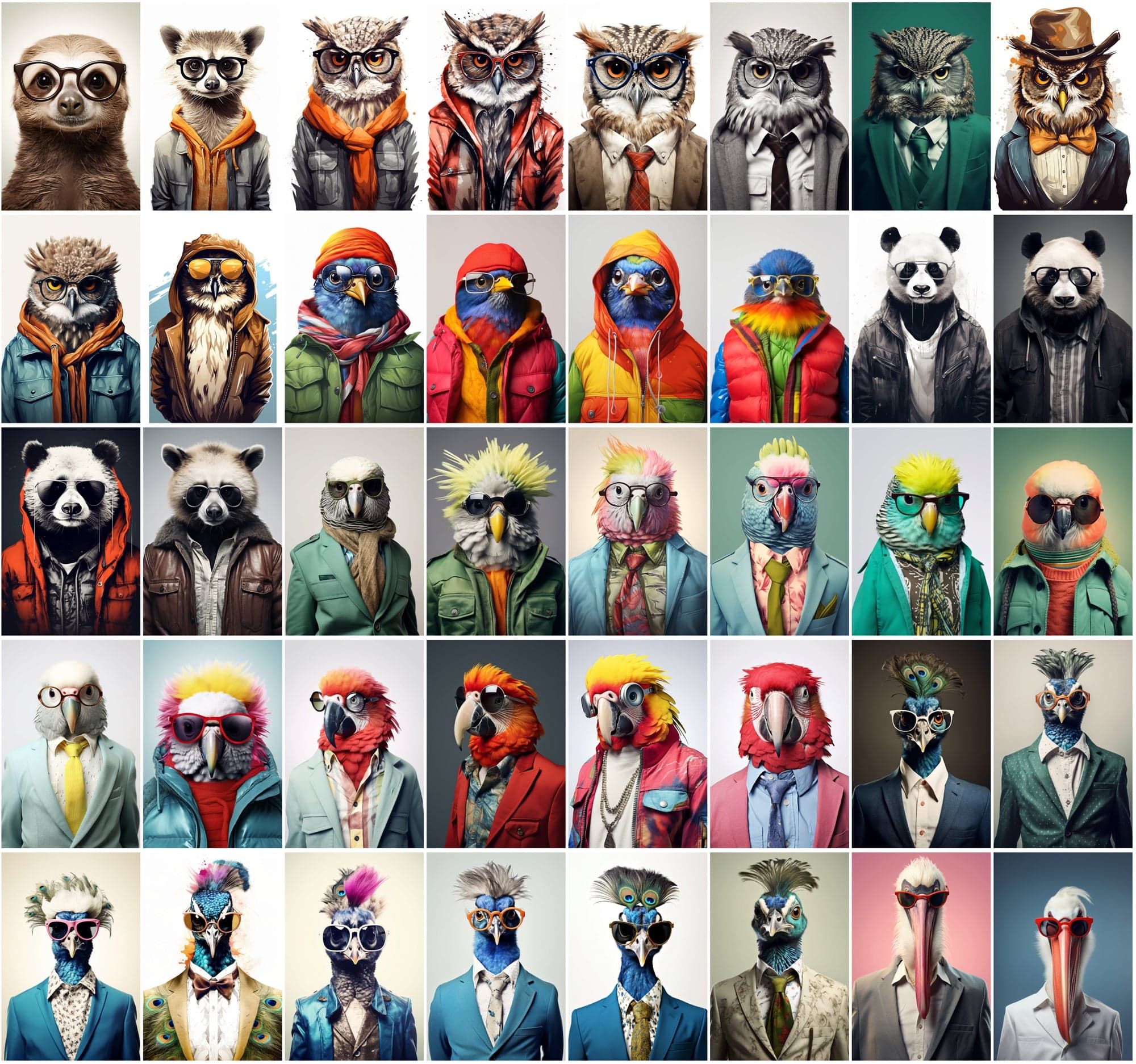 800 Unique Hipster Animal Artworks Digital Download Sumobundle