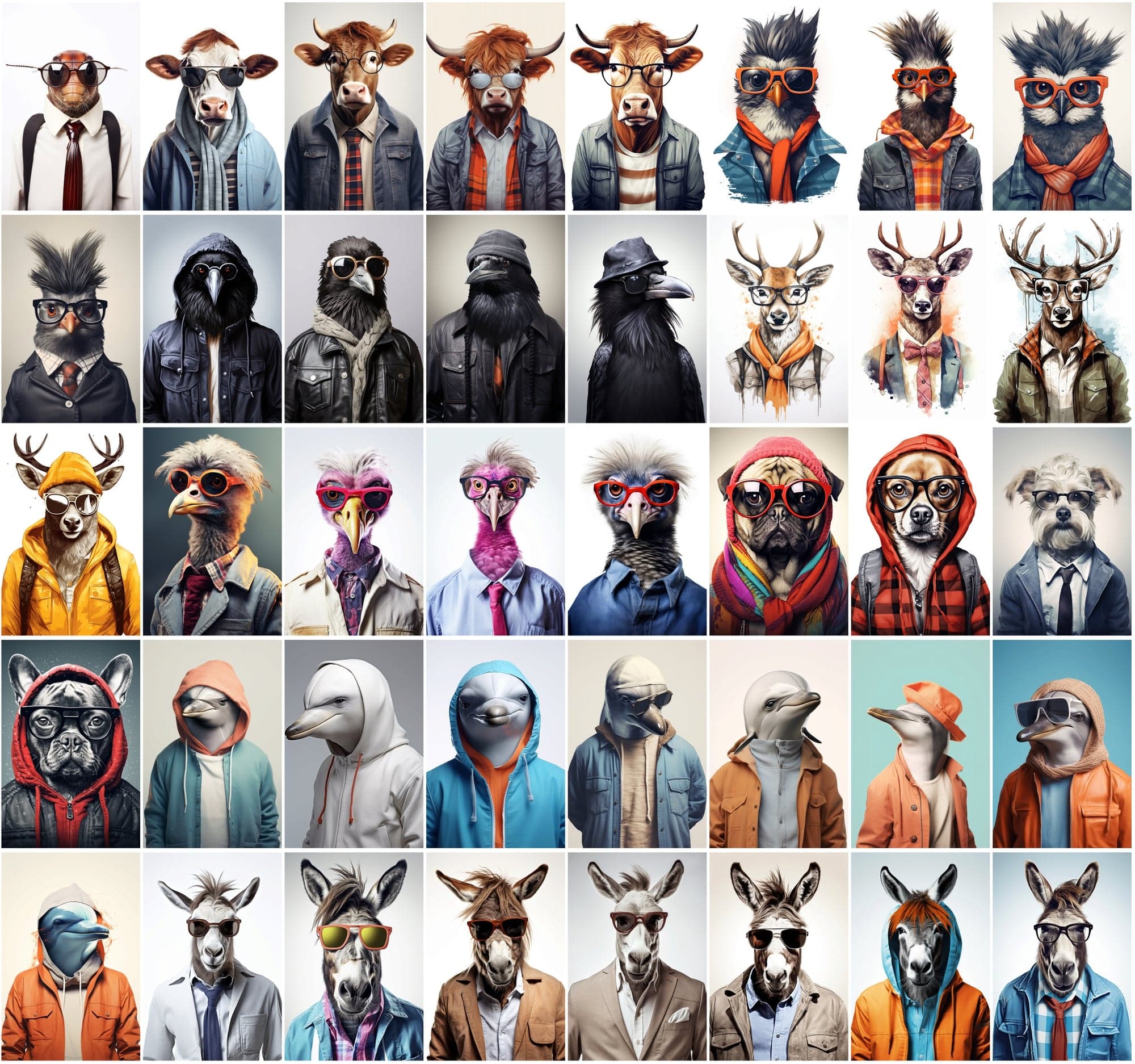 800 Unique Hipster Animal Artworks Digital Download Sumobundle