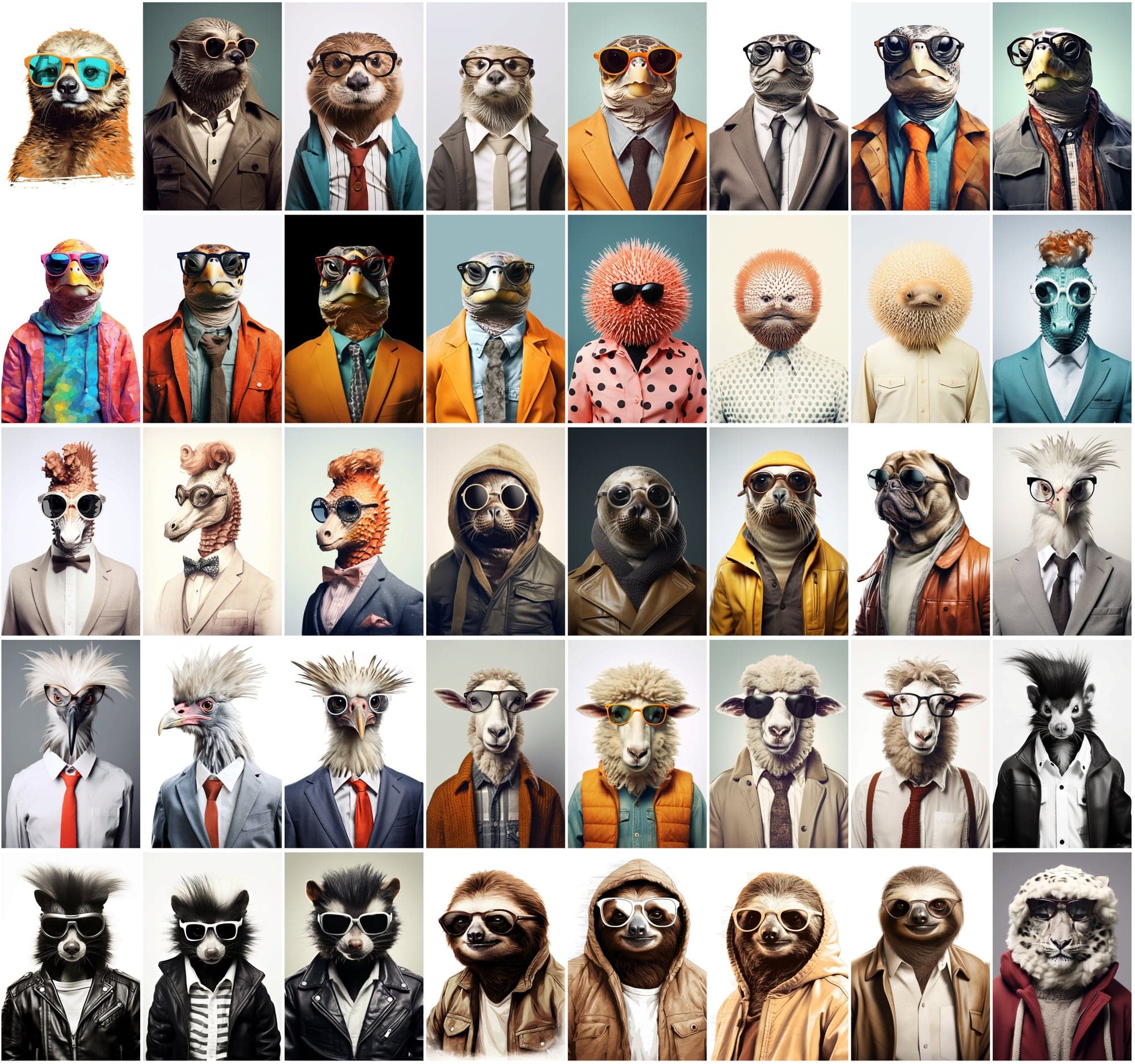 800 Unique Hipster Animal Artworks Digital Download Sumobundle