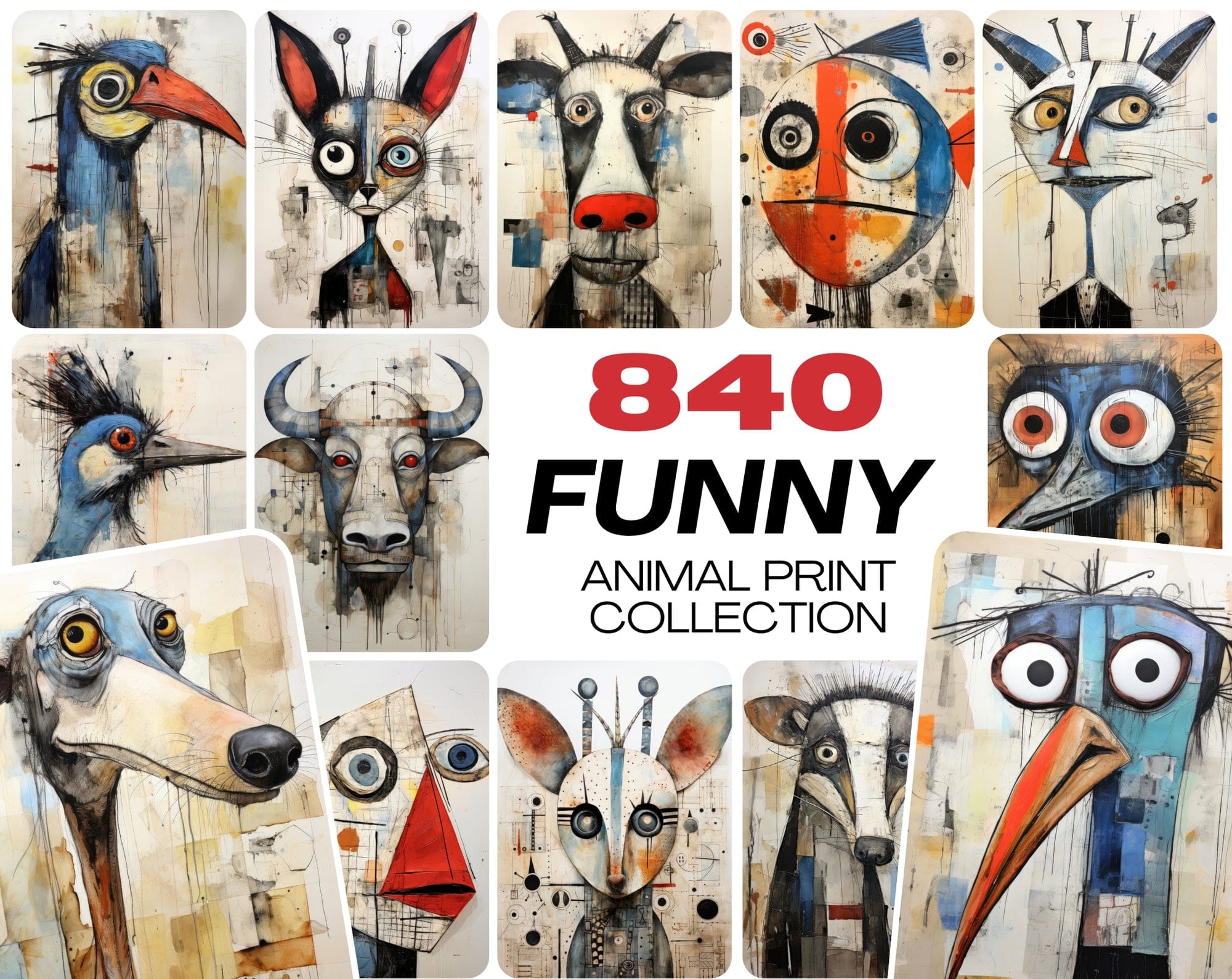 840 Animal Canvas Art Collection: Vibrant, Unique, and Ready for Print-on-Demand! Digital Download Sumobundle