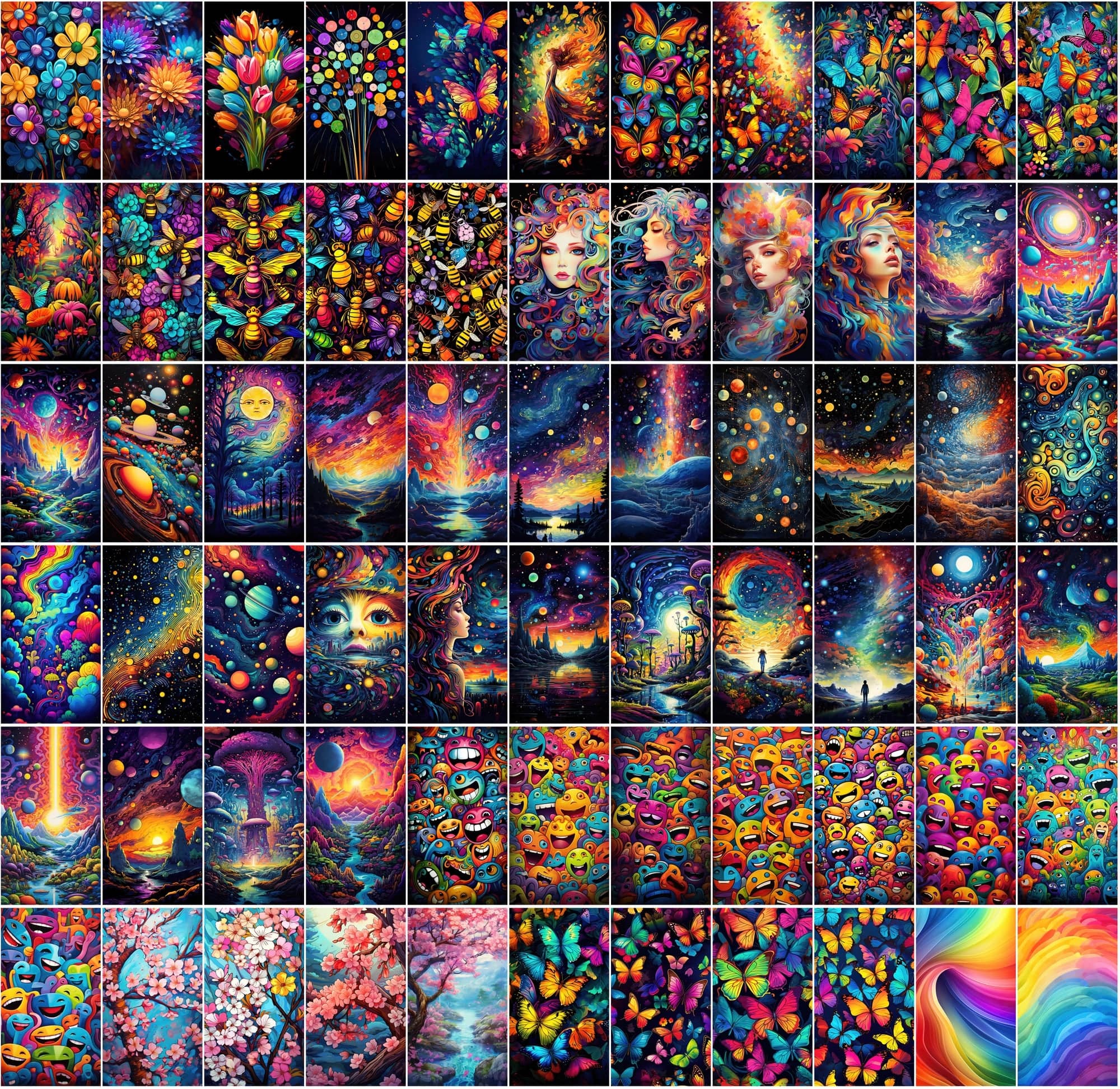 860+ Colorful PNG Poster Images: Astral, Celestial, Blossoms, Alien Worlds, Space Exploration, and More - High Resolution, Commercial License Included Digital Download Sumobundle