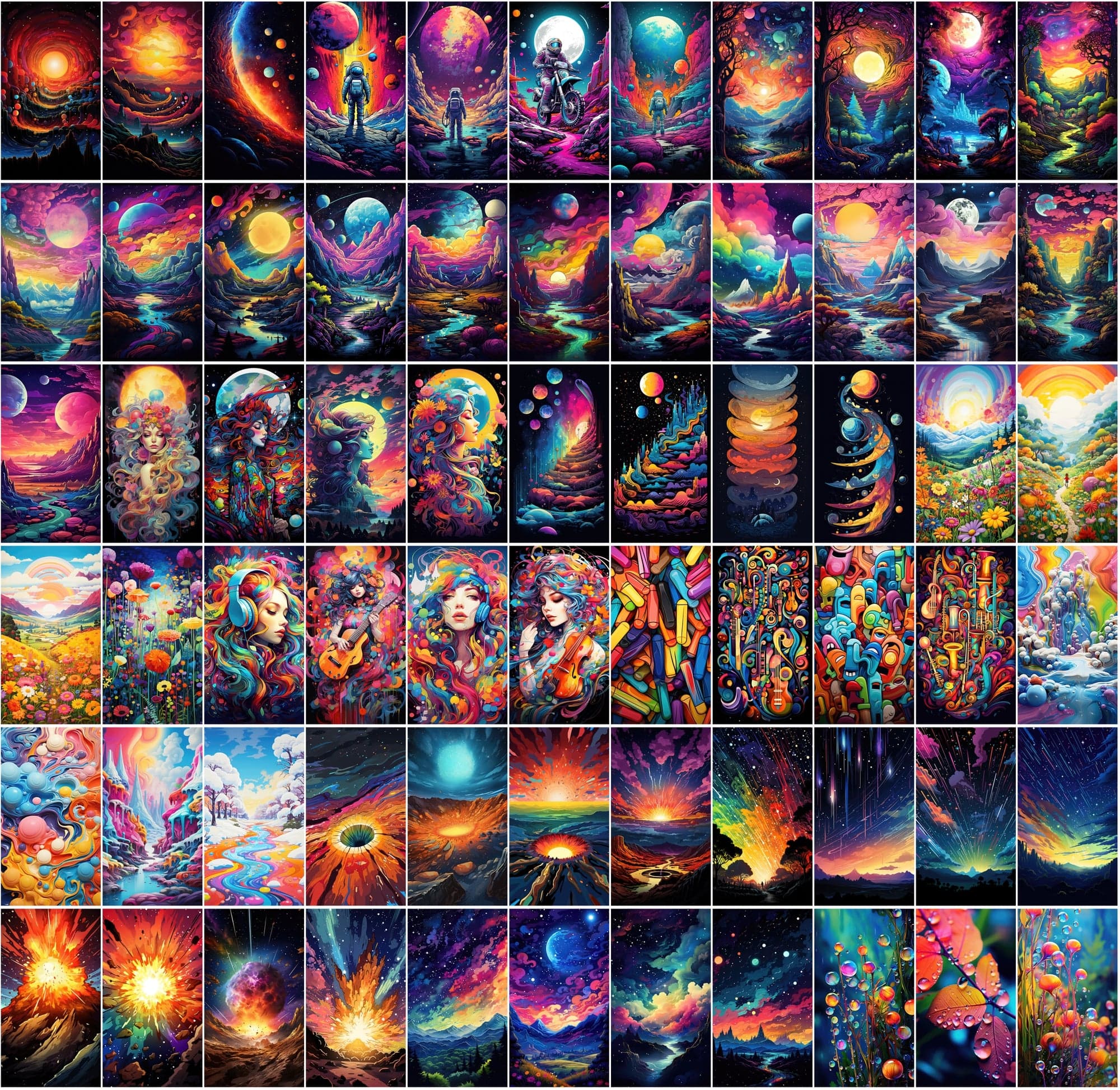 860+ Colorful PNG Poster Images: Astral, Celestial, Blossoms, Alien Worlds, Space Exploration, and More - High Resolution, Commercial License Included Digital Download Sumobundle