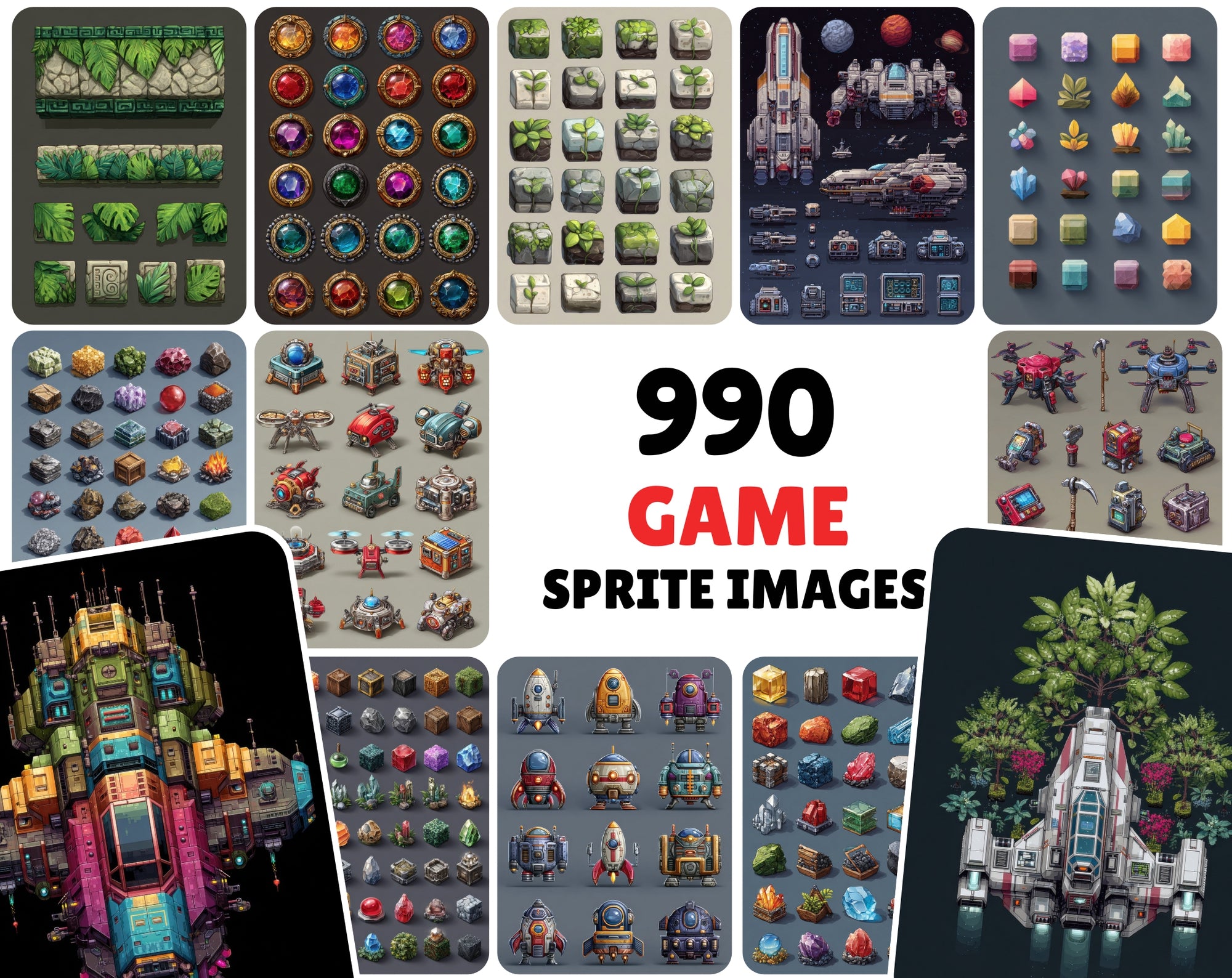 990 Premium Sprite Images – Commercial Use, Fantasy & Sci-Fi Assets