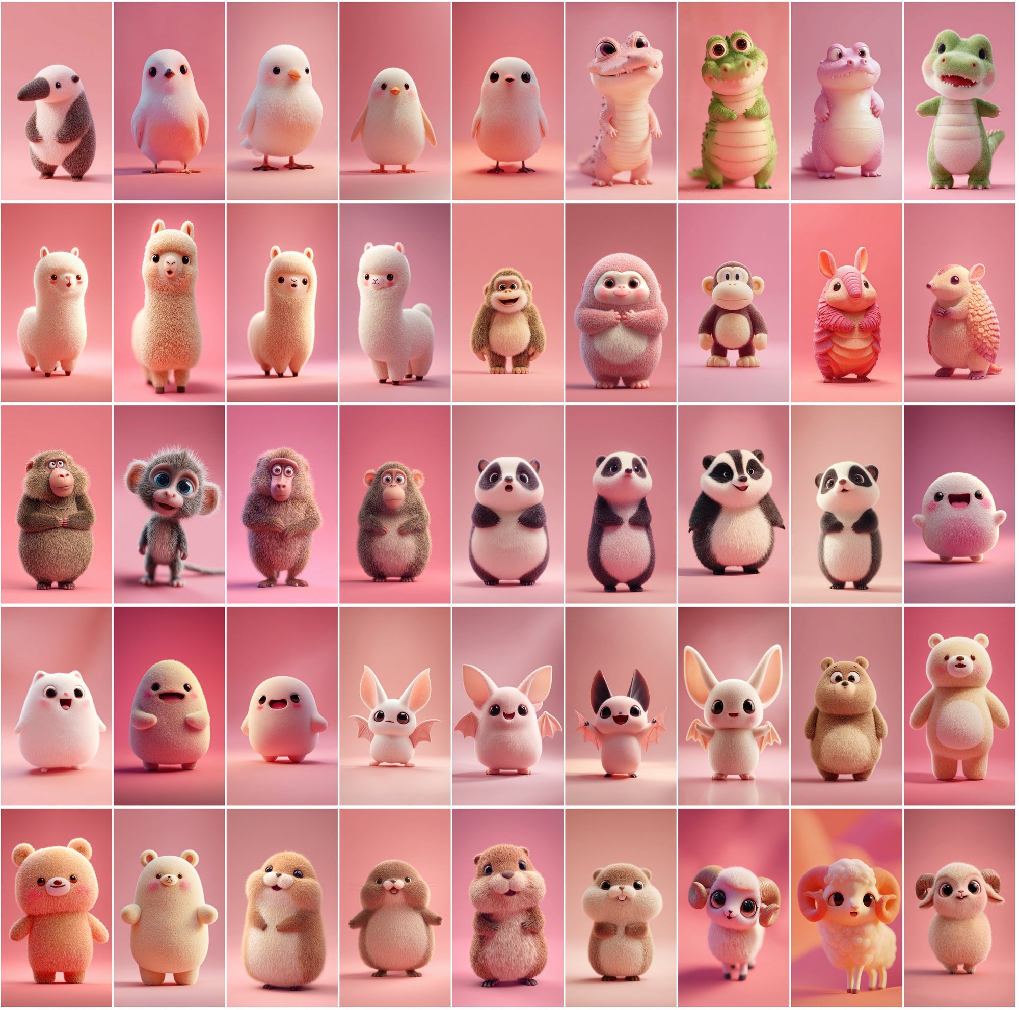 620 Chubby 3D Animals – Cute Kawaii Anime-Style JPGs (3672×6552) • Commercial Use