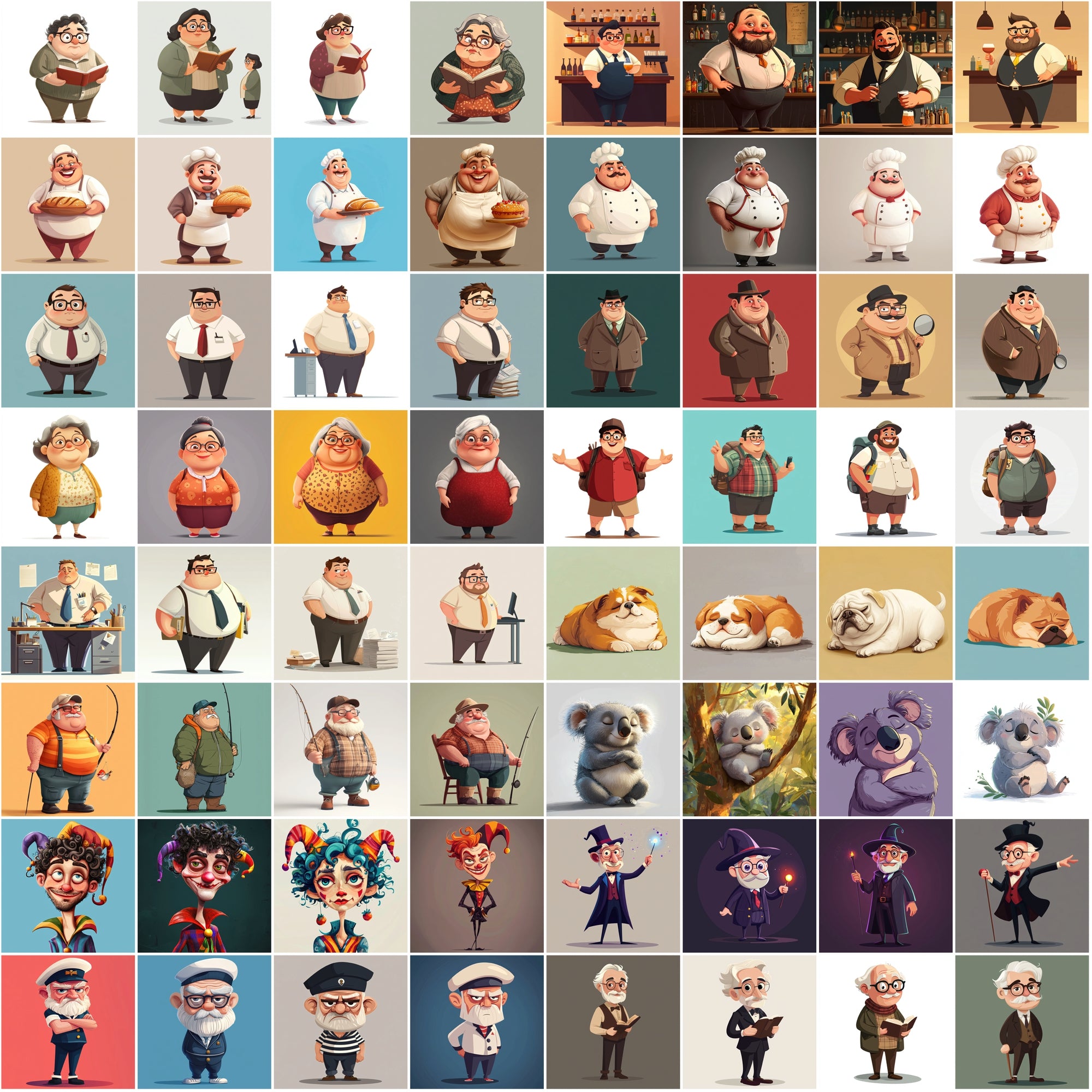 620 Unique Cartoon Character Illustrations