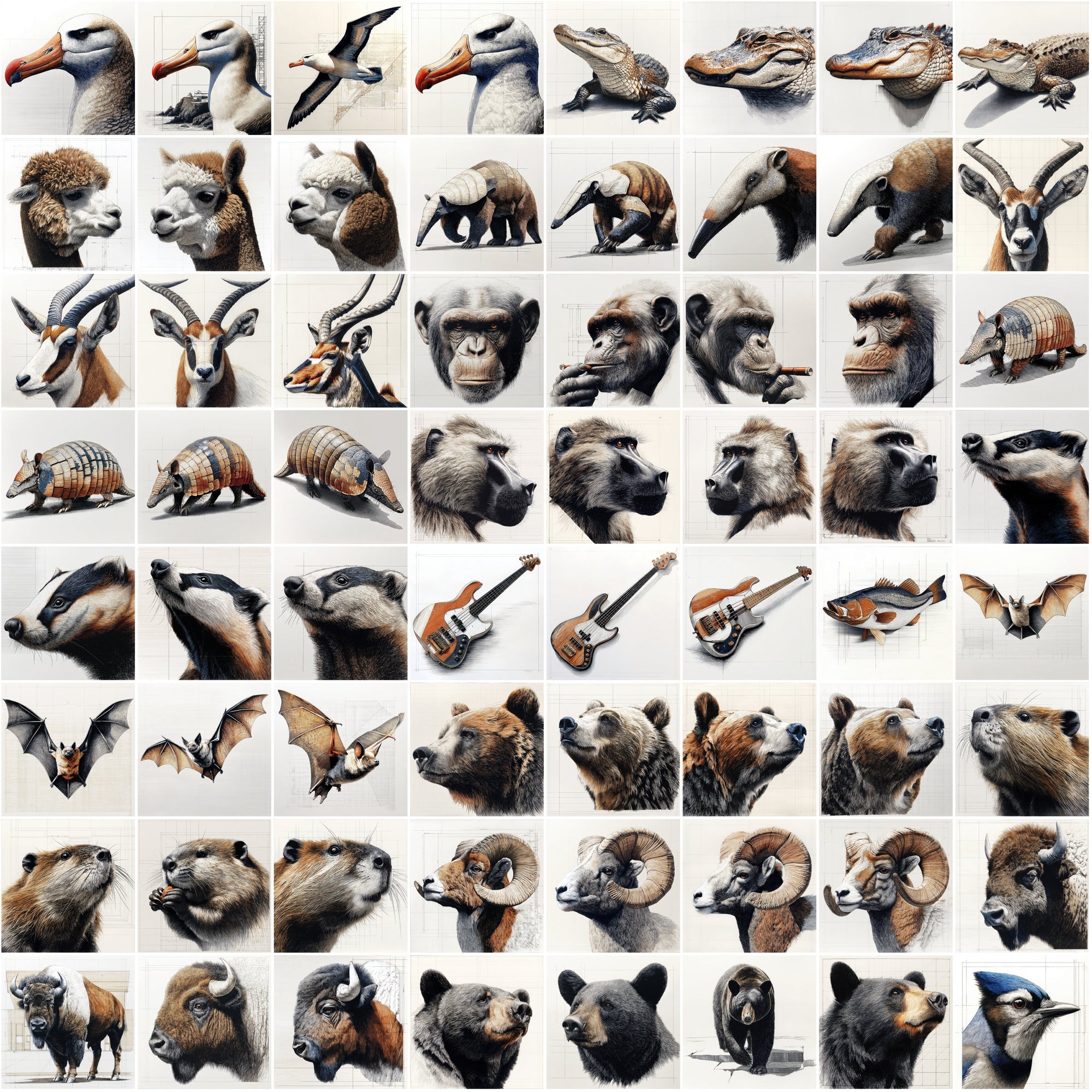 630 Animal Sketch Illustrations – High-Resolution JPGs with Commercial License