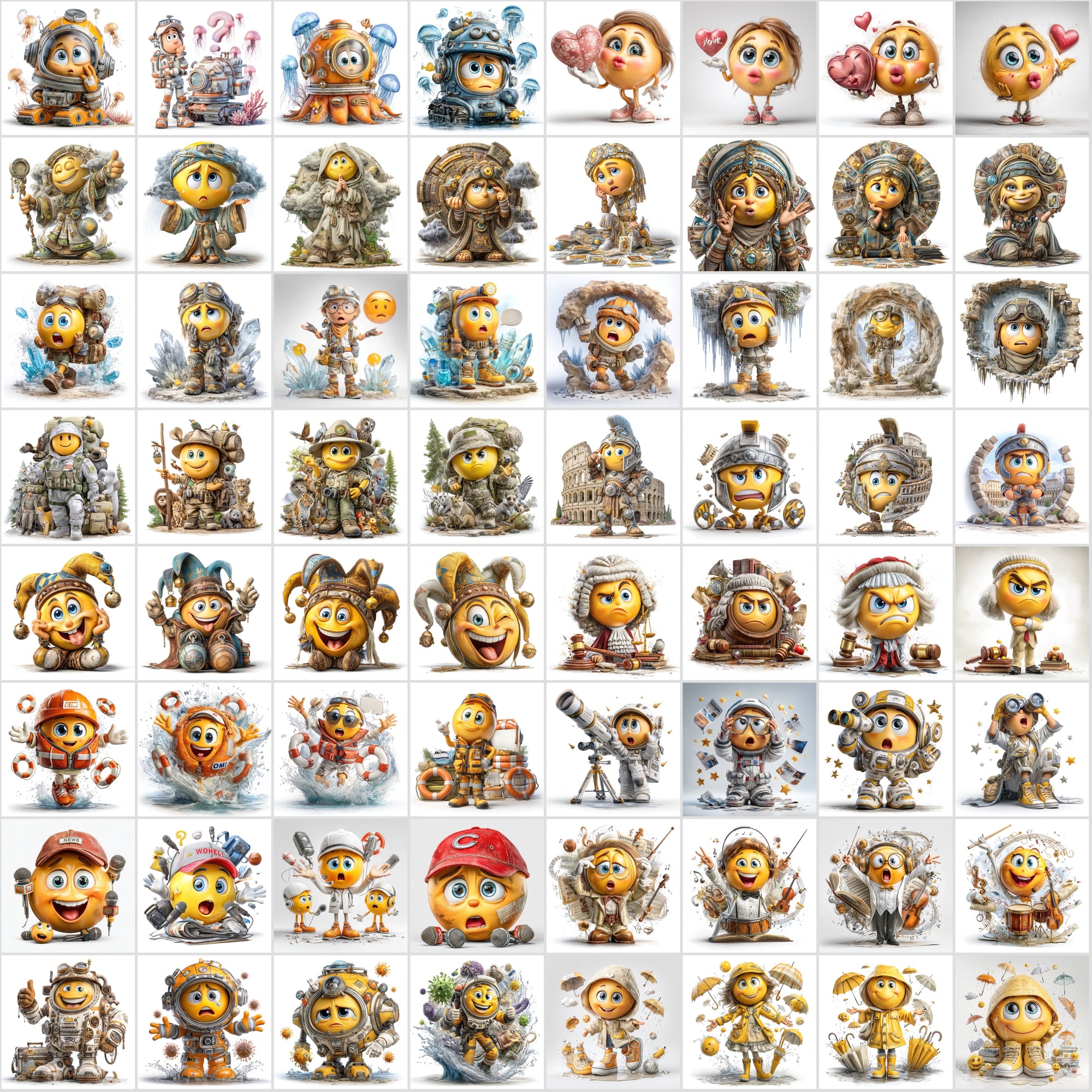 620 3D Emoji Clipart Bundle | High-Res JPG Images | Commercial License | Digital Download Graphics