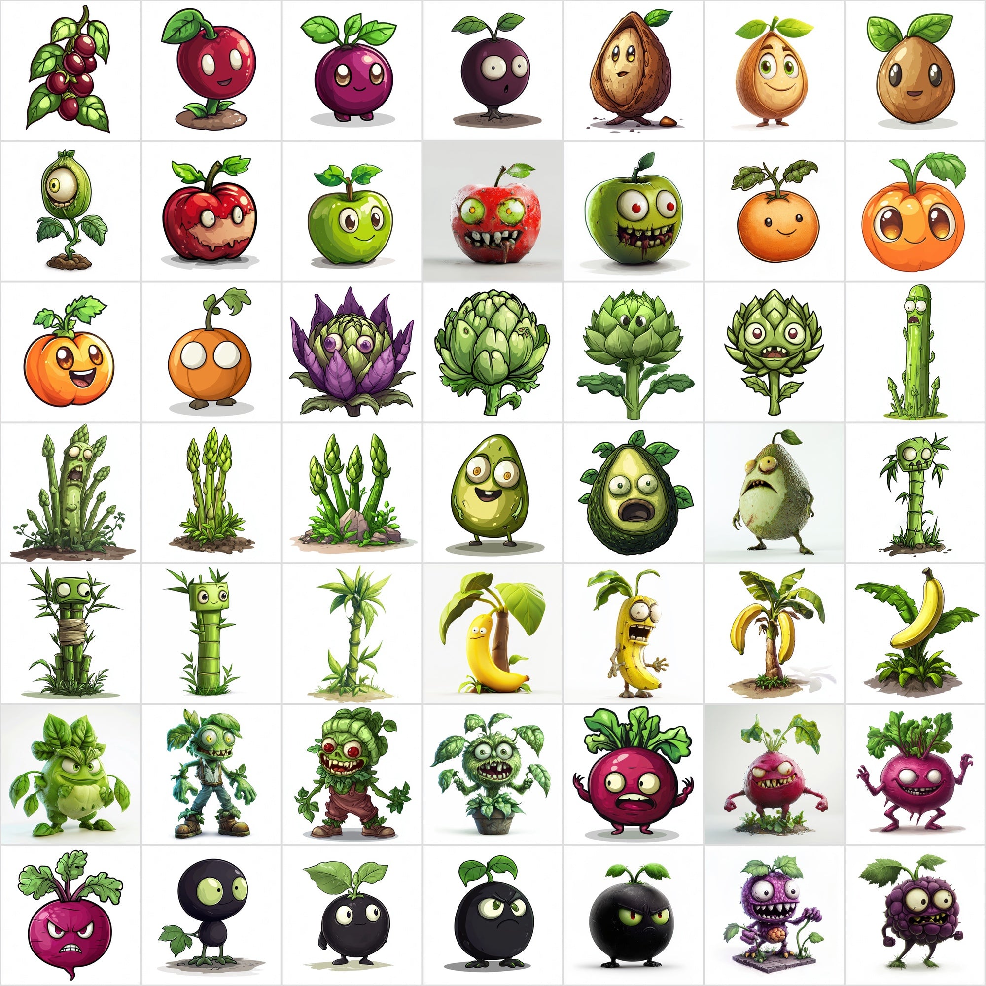 550 High-Resolution Fruits & Veggies Zombies-Themed Images