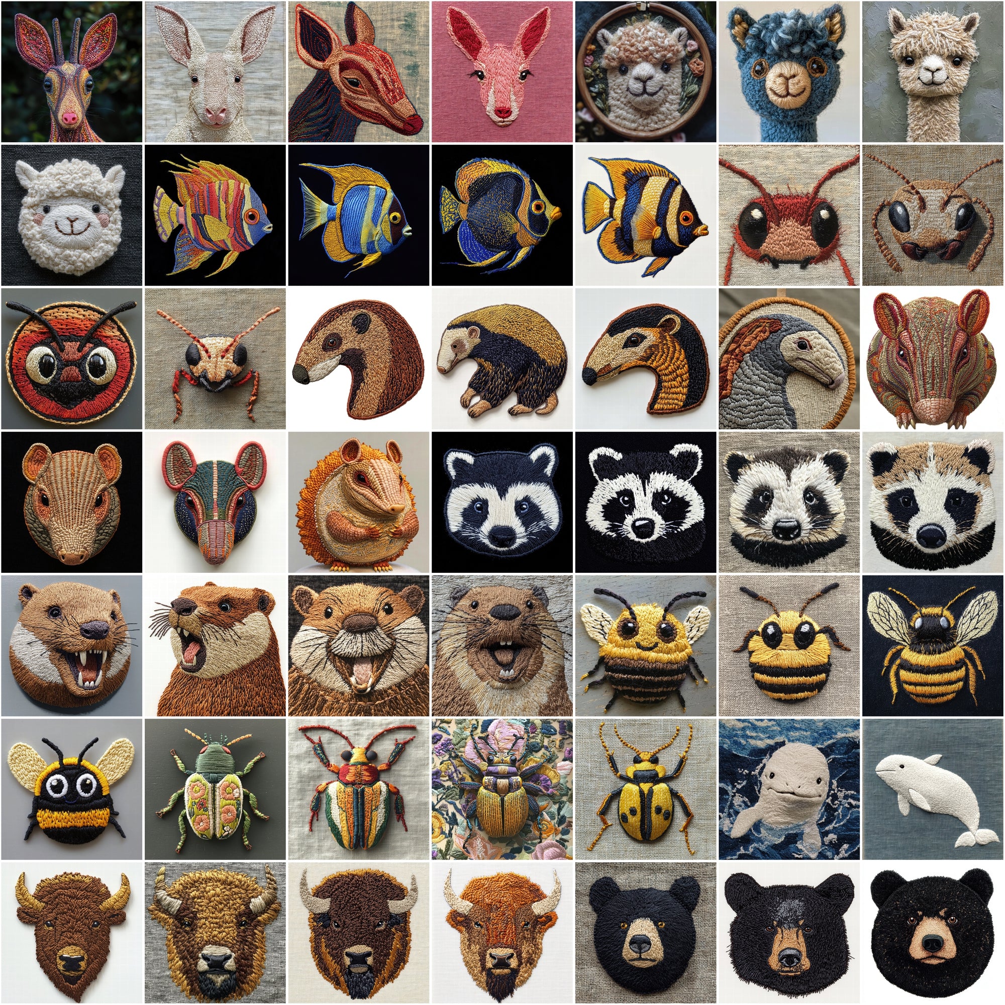 545 Embroidery Animal Facemoji Images