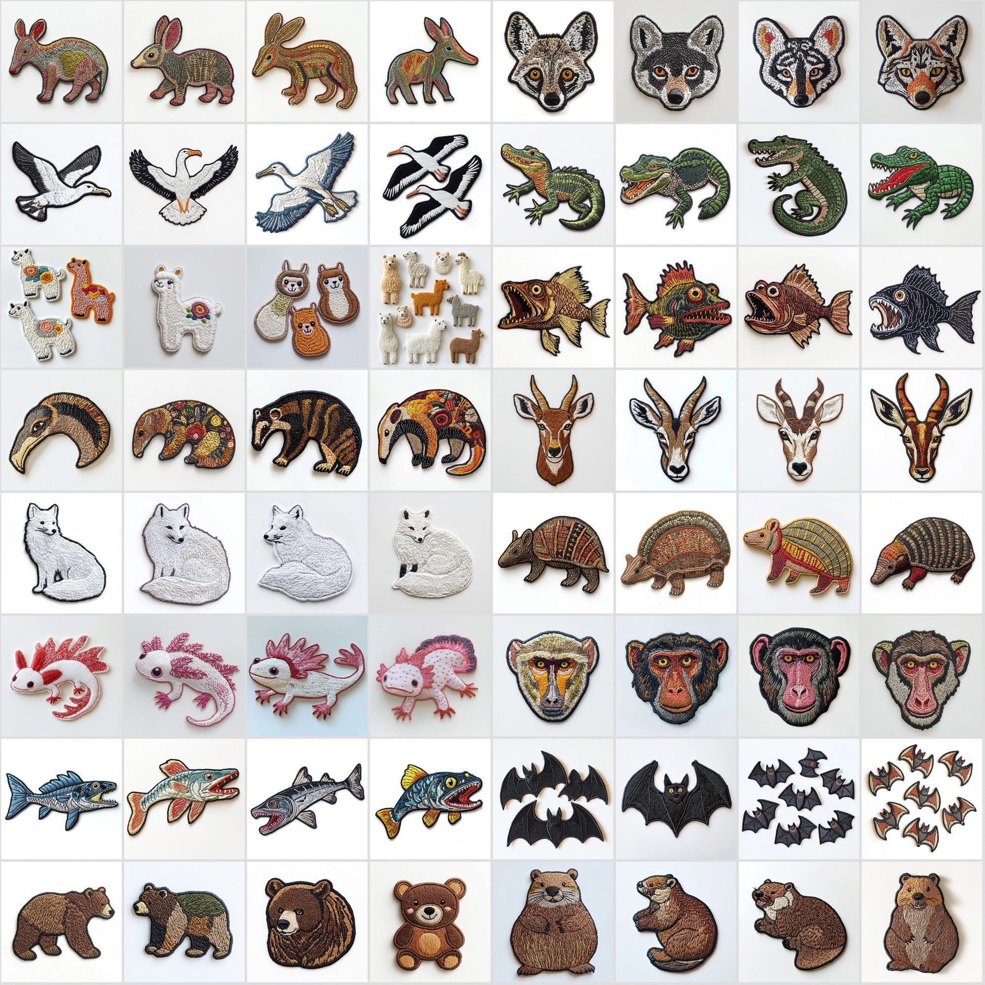 600 Transparent Animal Embroidery PNGs | Digital Appliqué Patch Cliparts