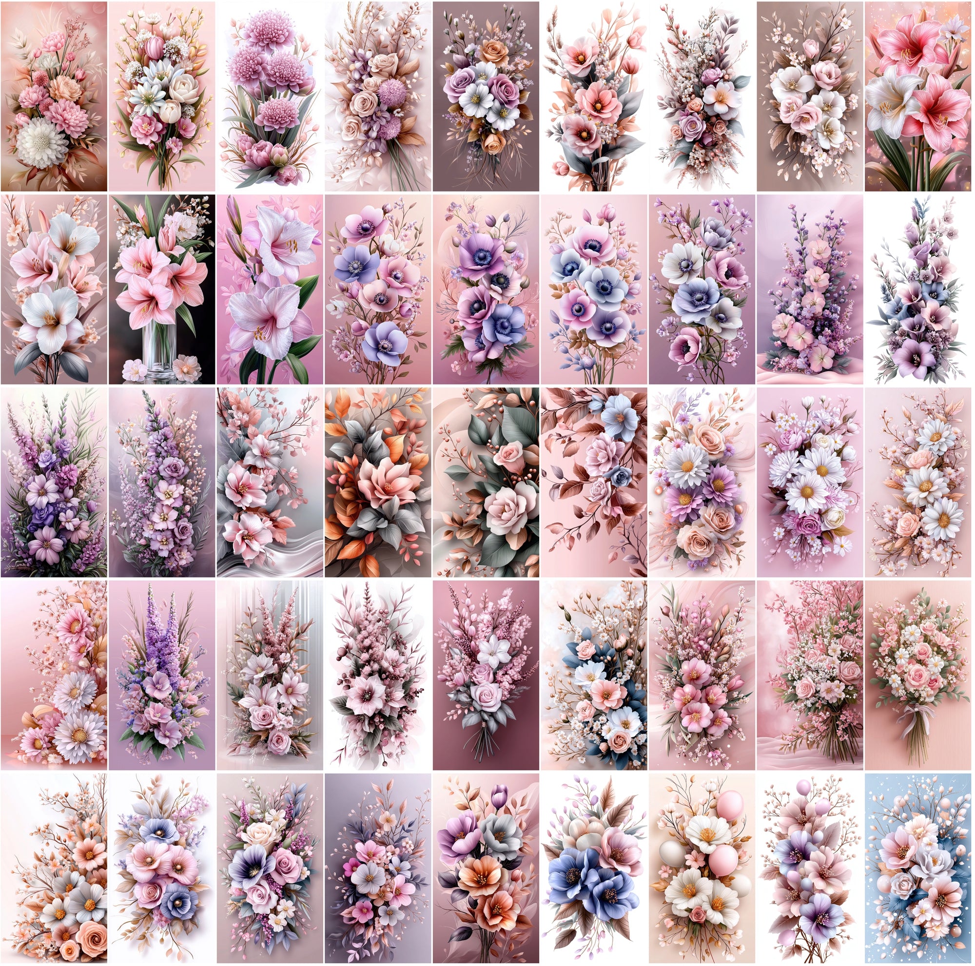 570 Delicate Pastel Flowers