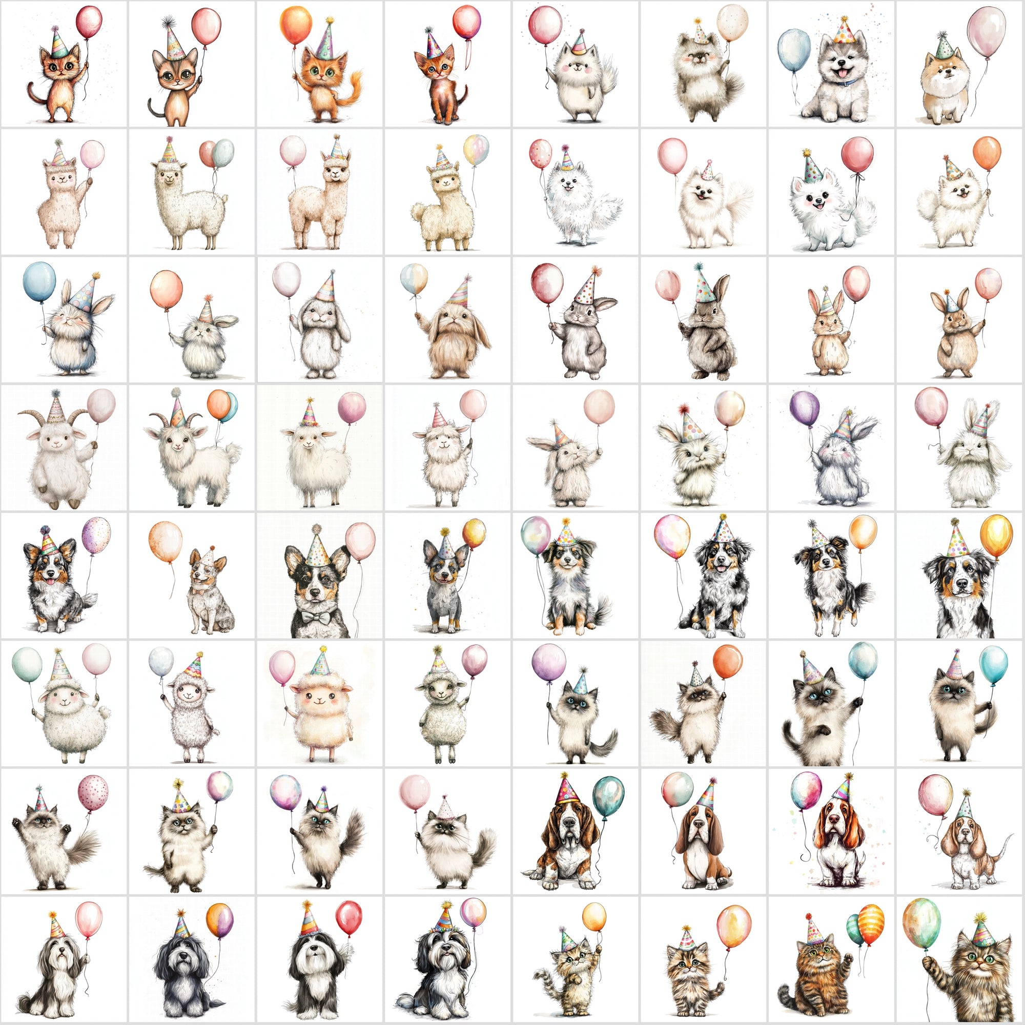 740 Animal Balloons Clipart - Commercial Use