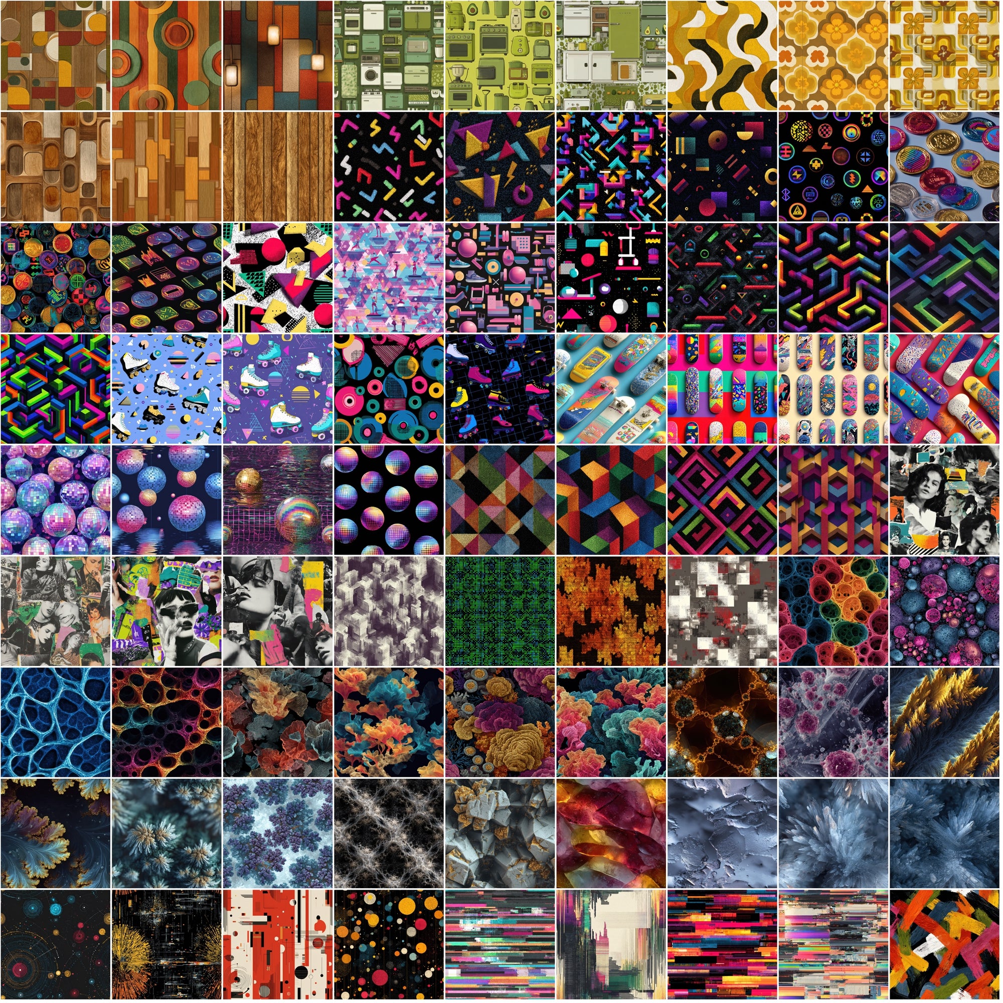 985 Seamless Patterns Bundle | JPG + PAT | Vintage, Retro, Grunge, Abstract & Modern Textures