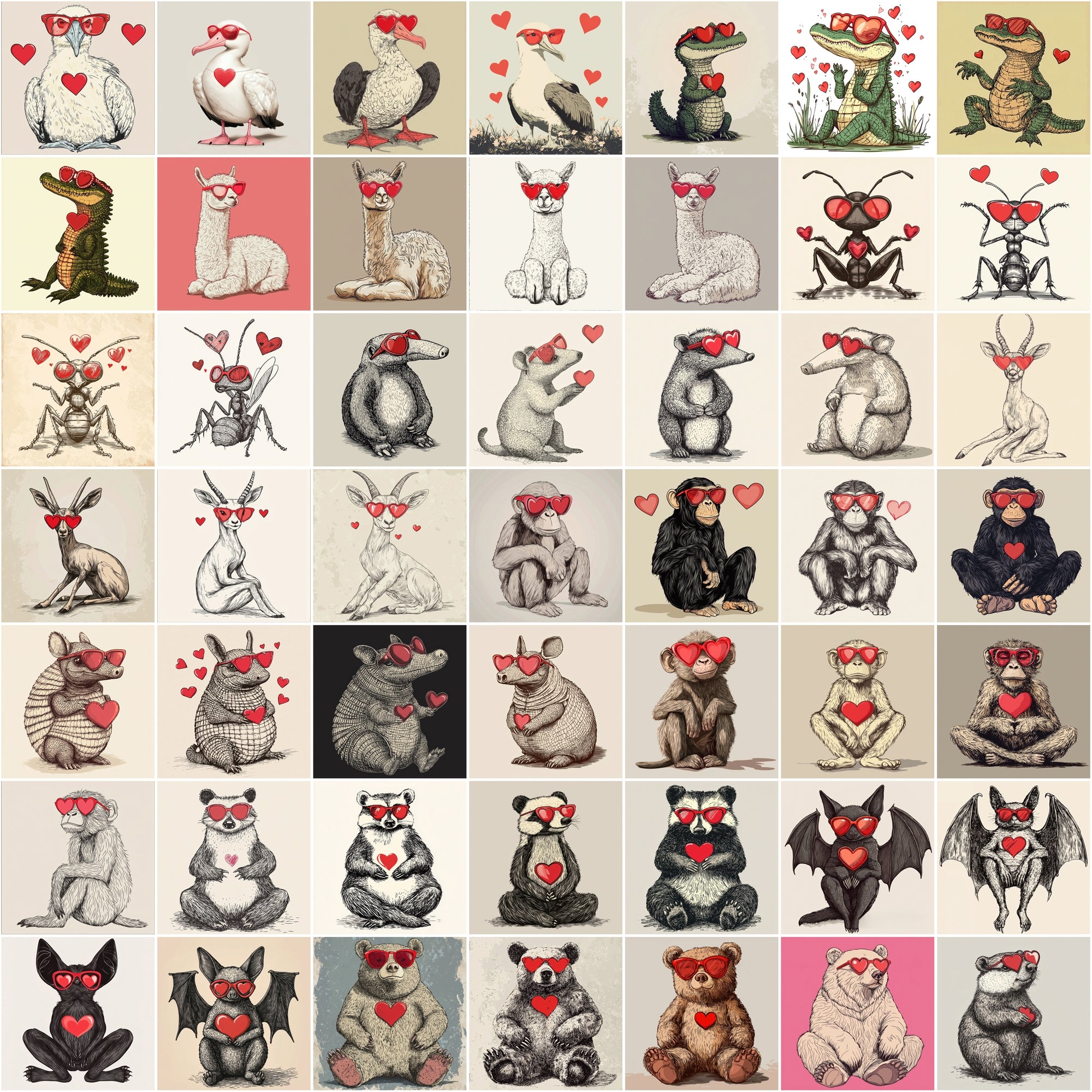 590 Unique Vintage Animal Illustrations for Love & Valentine’s Day Creations