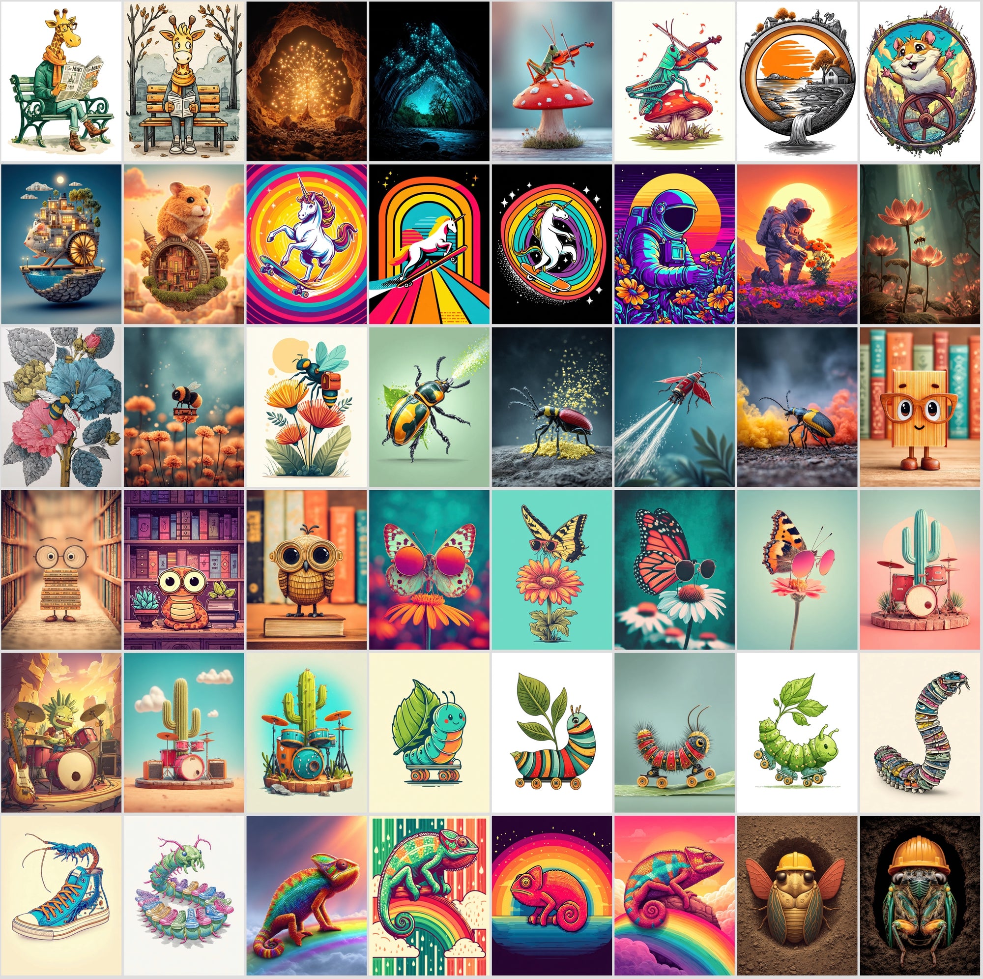 600 Whimsical Illustrations for T-Shirts, Prints & More